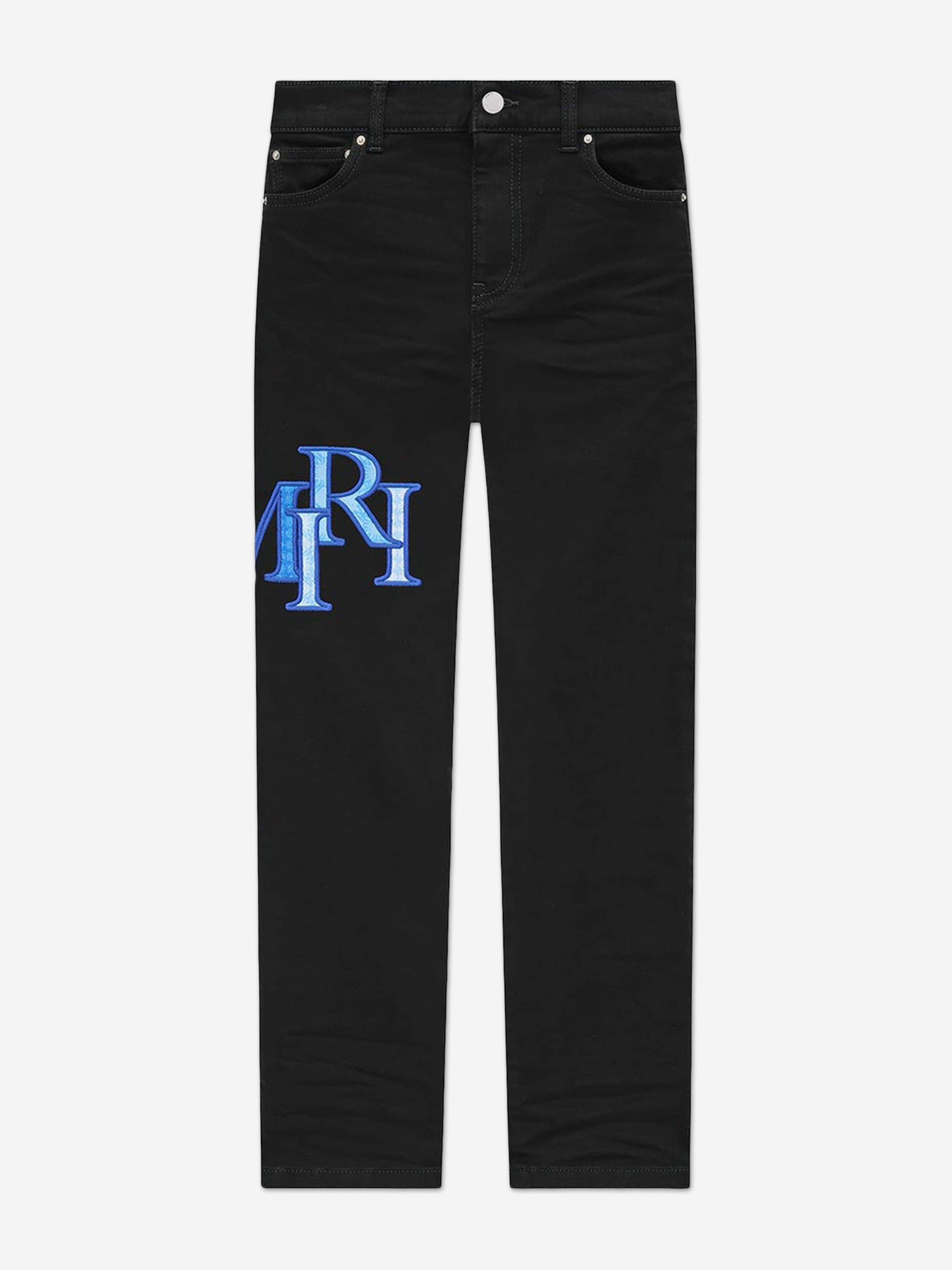Amiri Kids Staggered Logo Jeans in Black | Childsplay Clothing