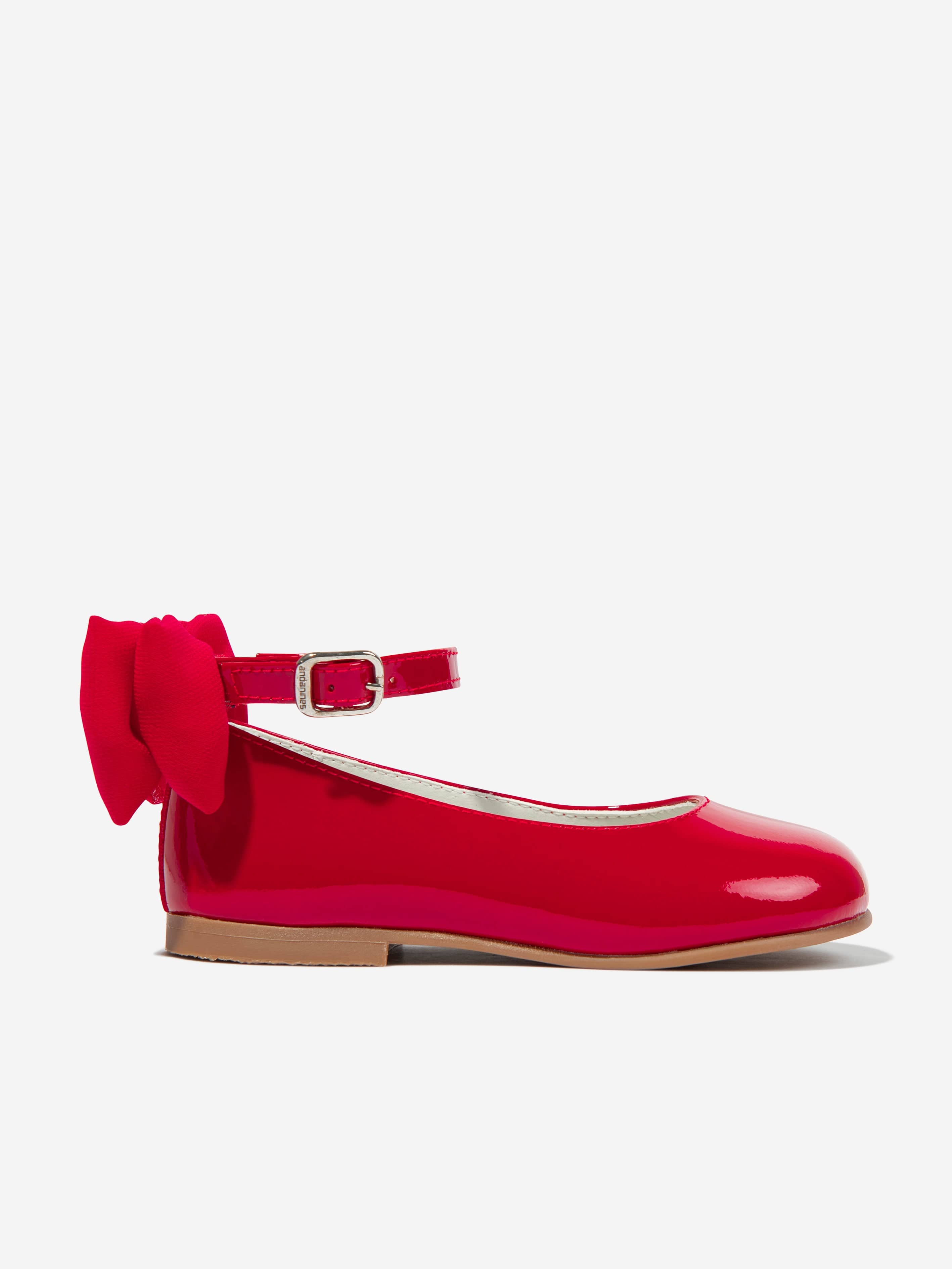 Andanines Girls Patent Leather Bow Shoes in Red EU 23 UK 6