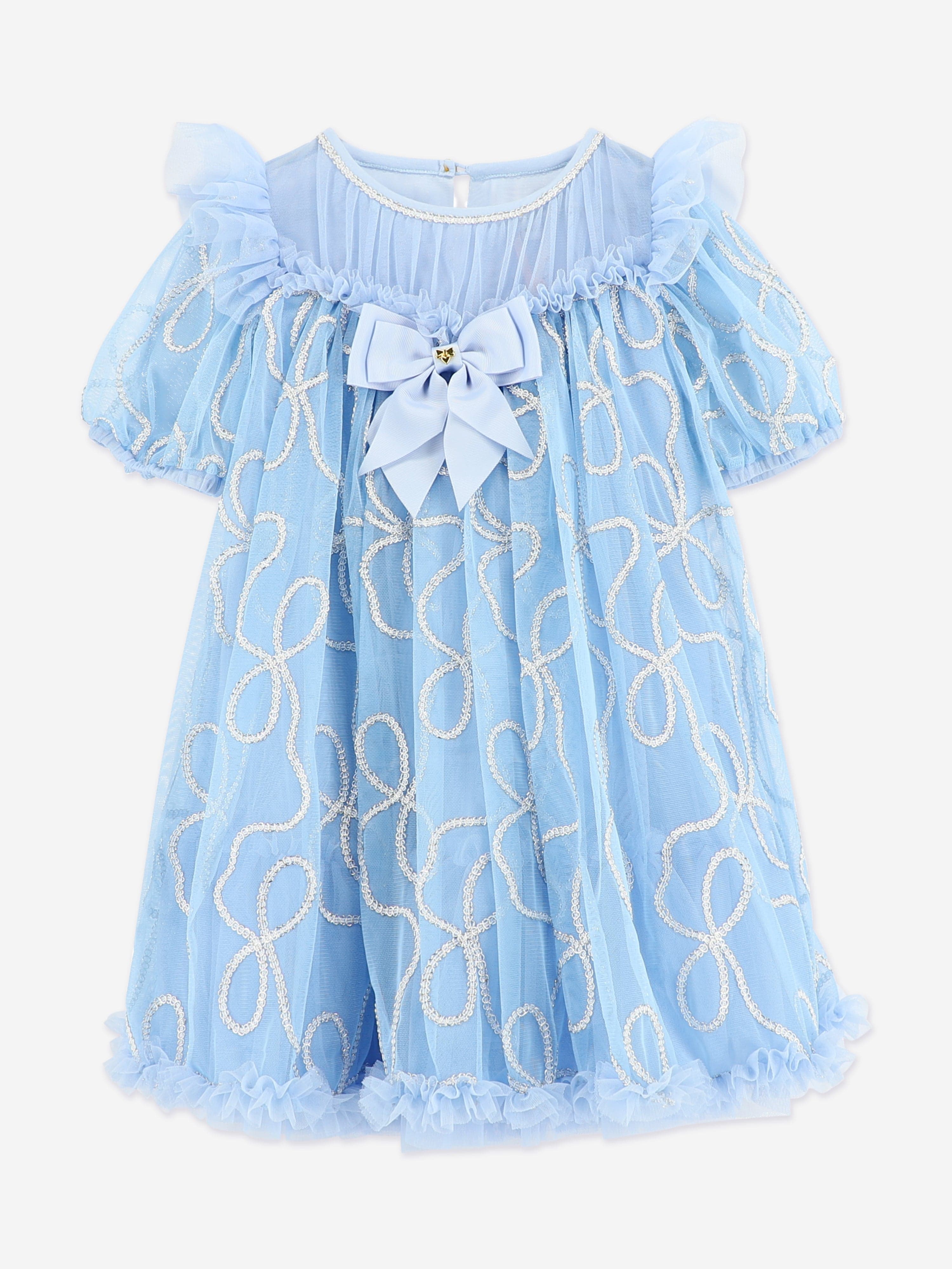 isabella blue dress Angels Face Girls Isabella 3D Chain Tulle Dress in Blue