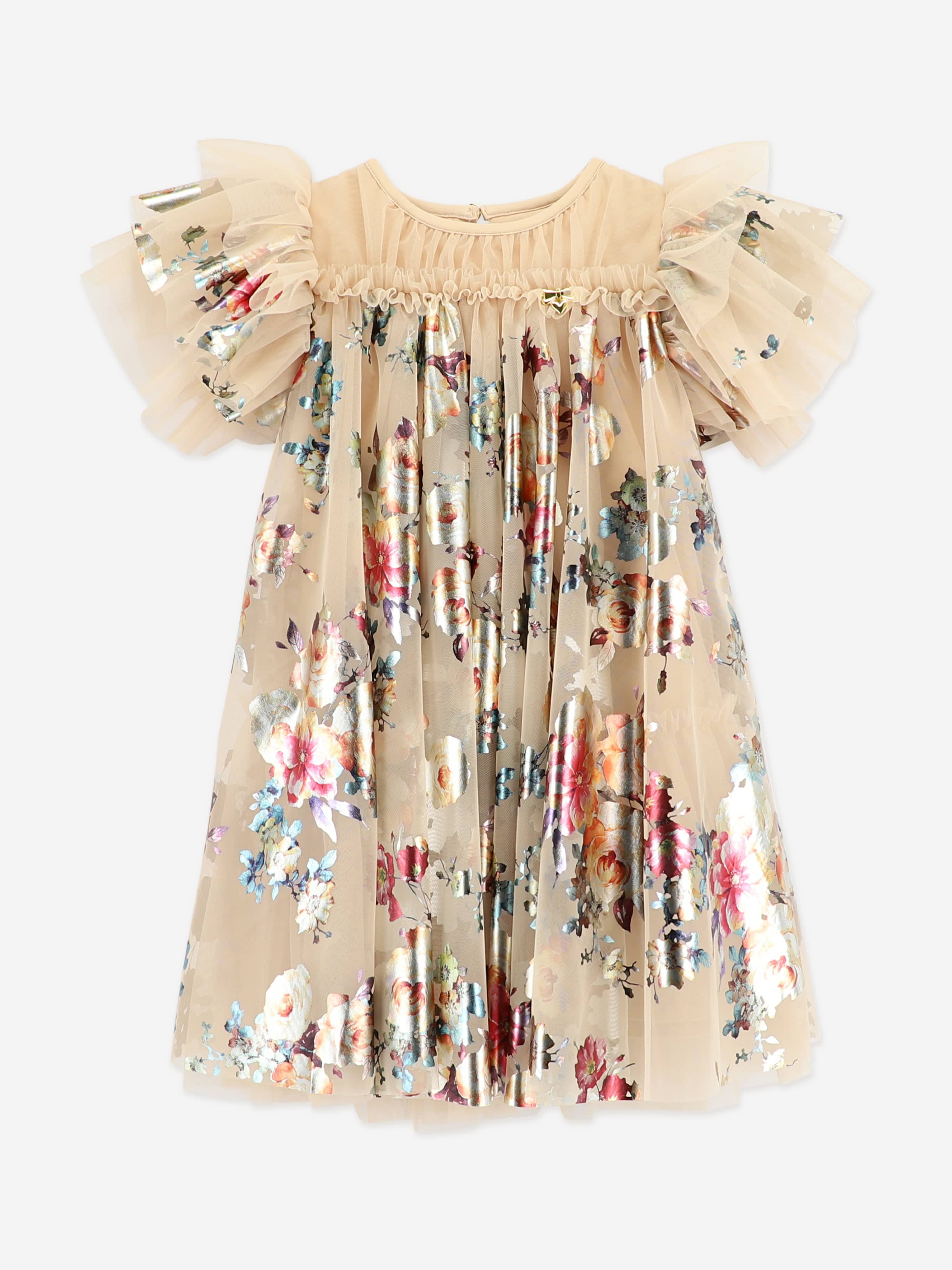 Marlowe Foil Floral Baby Dress Gold 0-6 MTHS