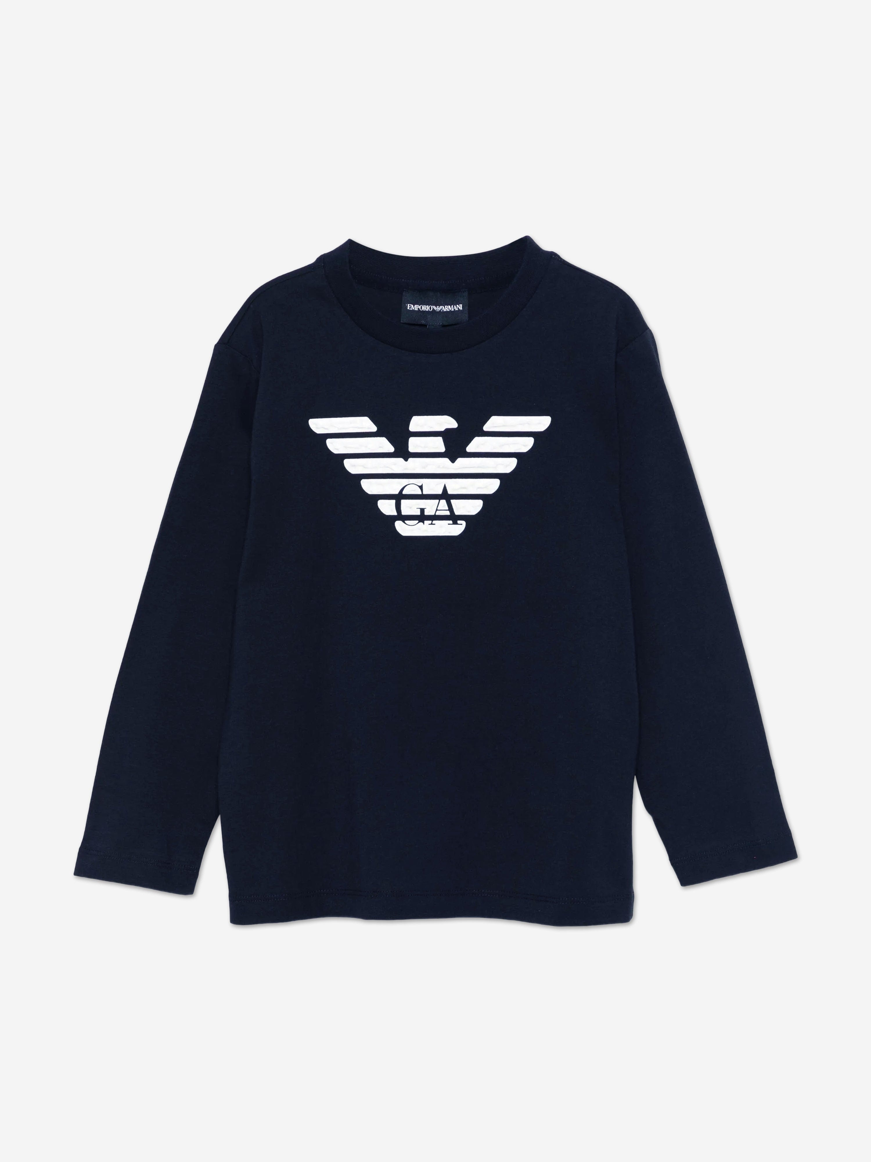 Emporio Armani Emporio Armani Boys Long Sleeve Logo T-Shirt in