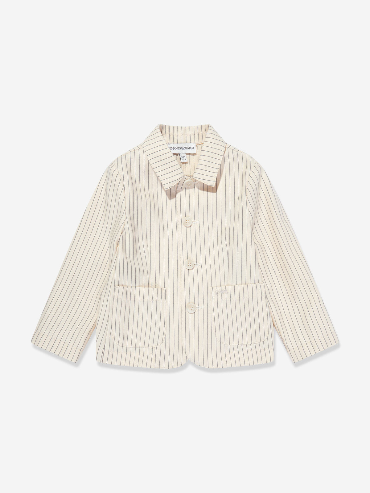 Emporio Armani Baby Boys Striped Linen Jacket in Ivory 