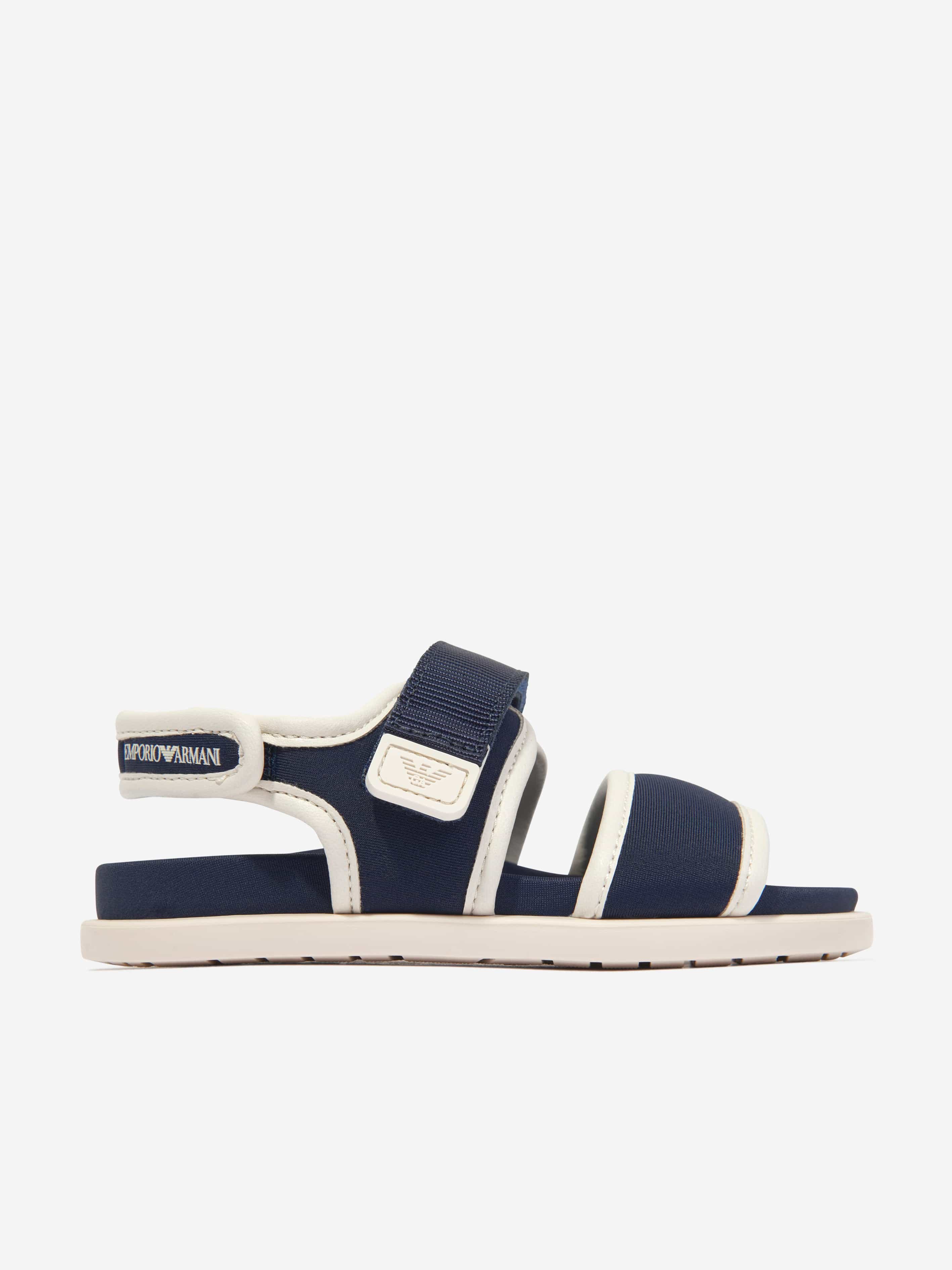 EMPORIO ARMANI 子供 Emporio Armani Kids Logo Sandals in Navy | Childsplay Clothing
