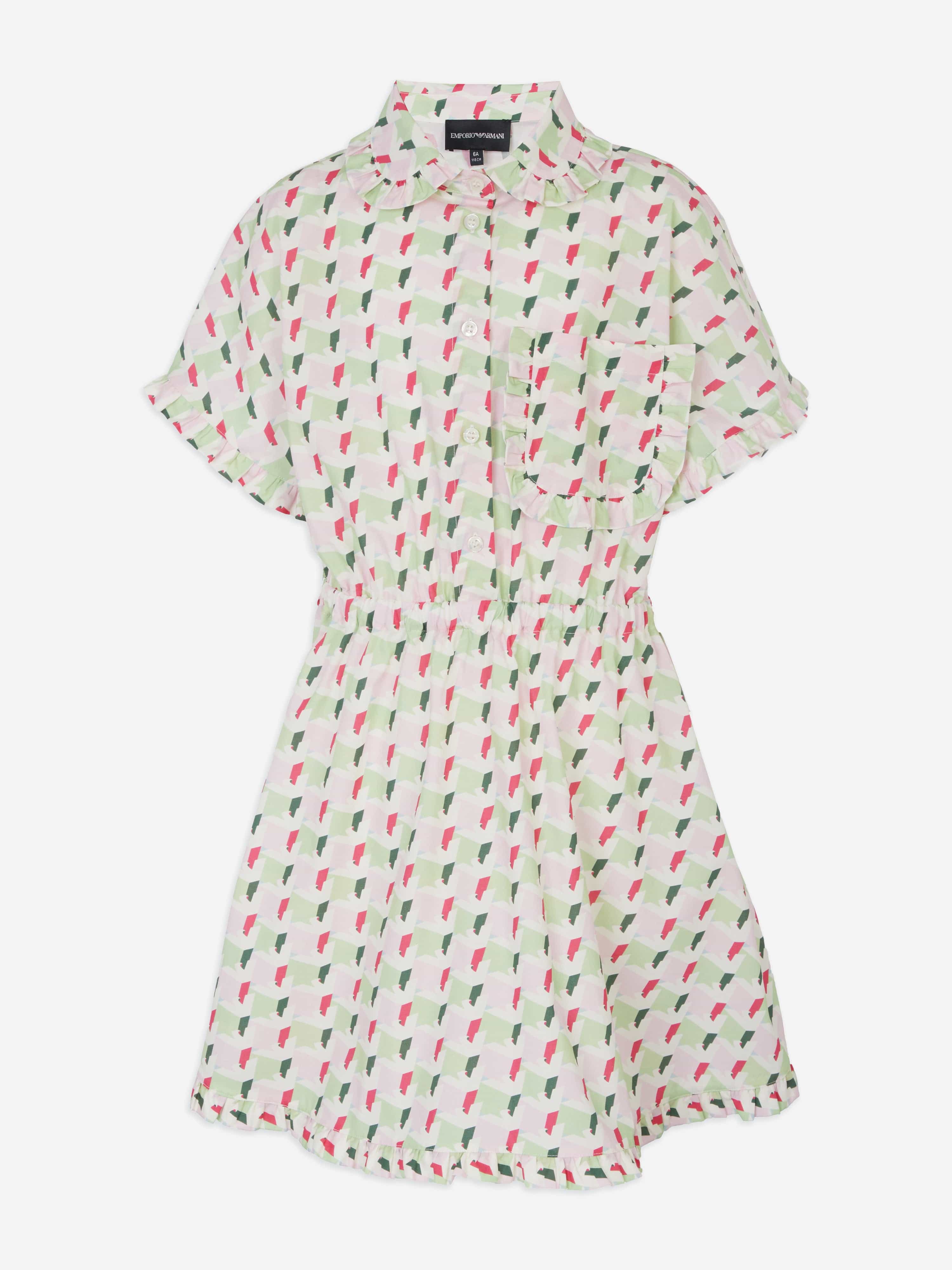 armani shirt dresses Emporio Armani Girls 3D Logo Shirt Dress in Multicolour