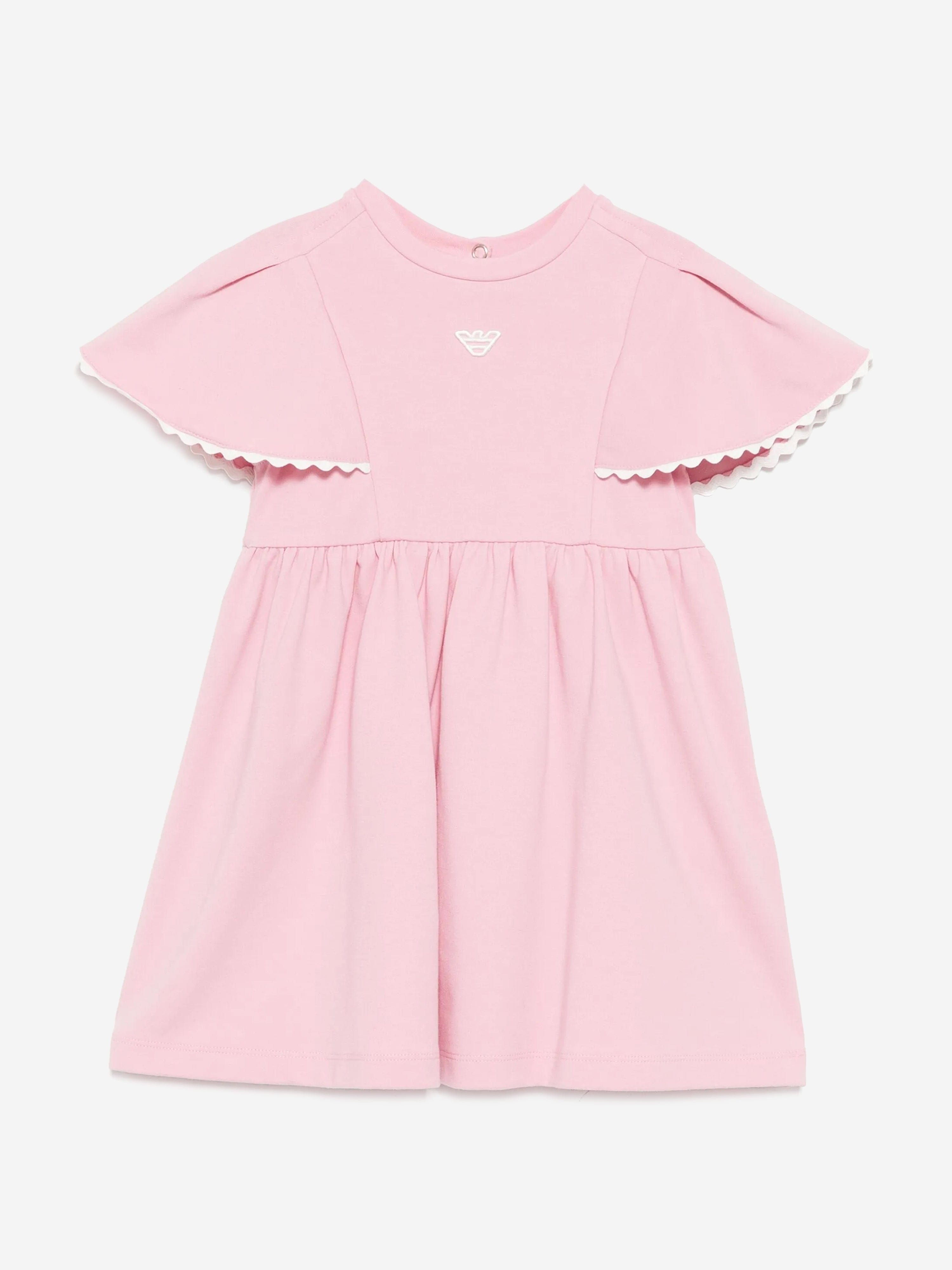Emporio Armani Baby Girls Embroidered Jersey Dress in Pink
