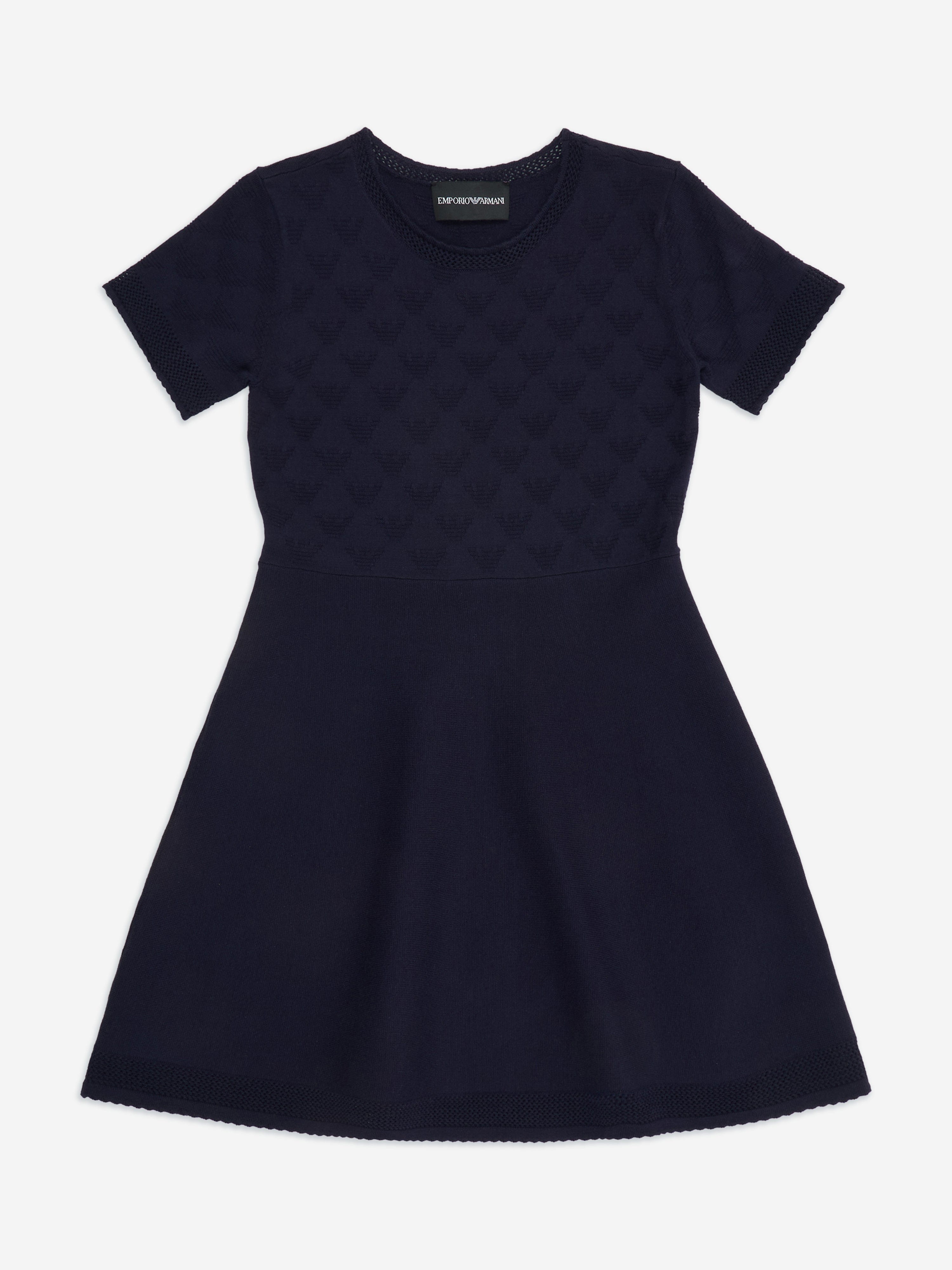 Emporio Armani Girls Fine Knit Dress in Navy Emporio Armani Girls Fine Knit Dress in Navy