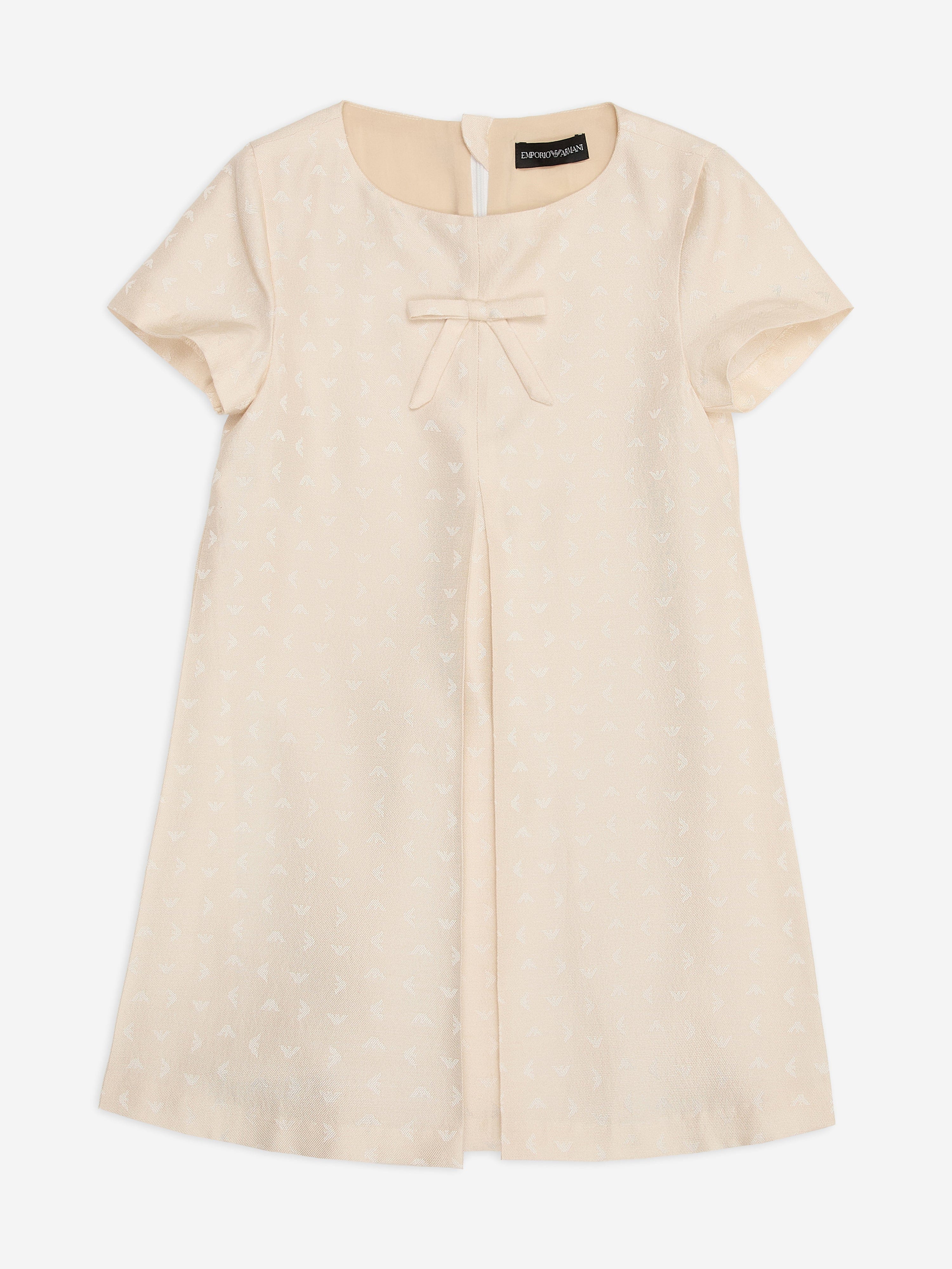 emporio armani dress Emporio Armani Girls Logo Dress with Pleat in Beige