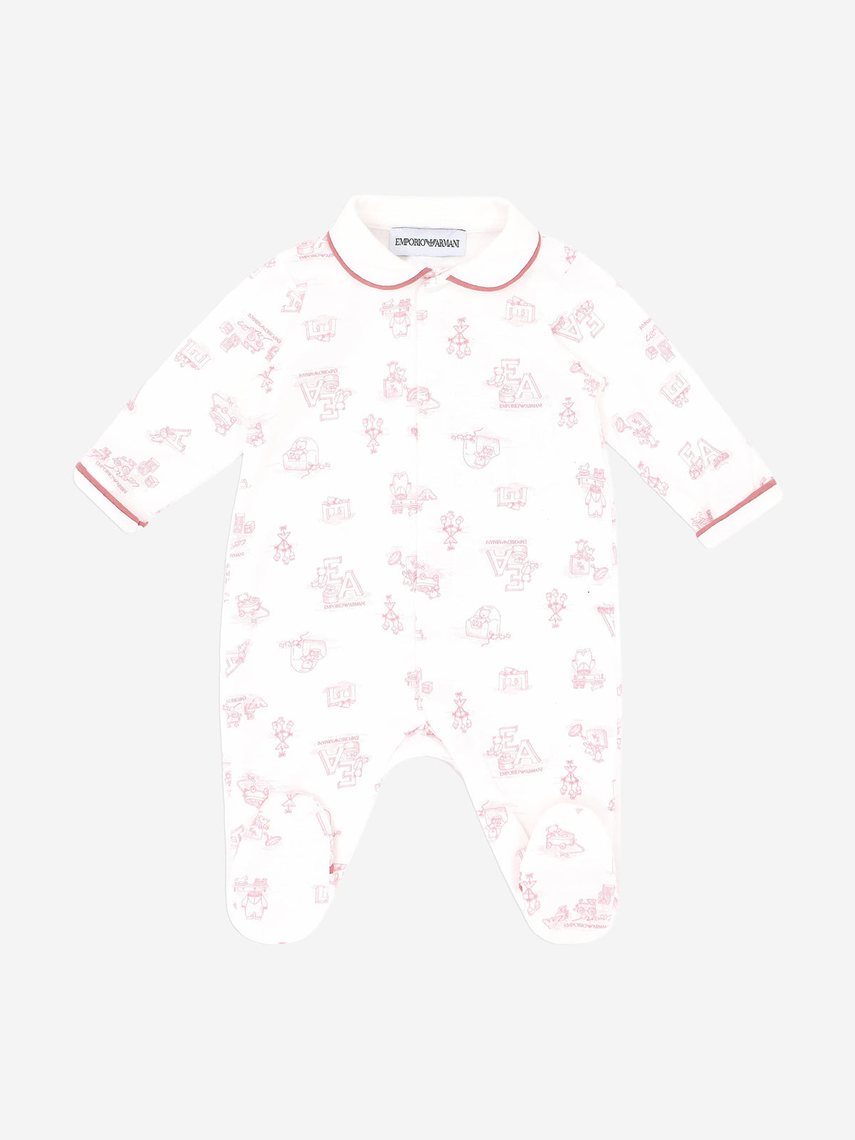 Emporio Armani Baby Girls Logo Babygrow in Pink | Childsplay Clothing