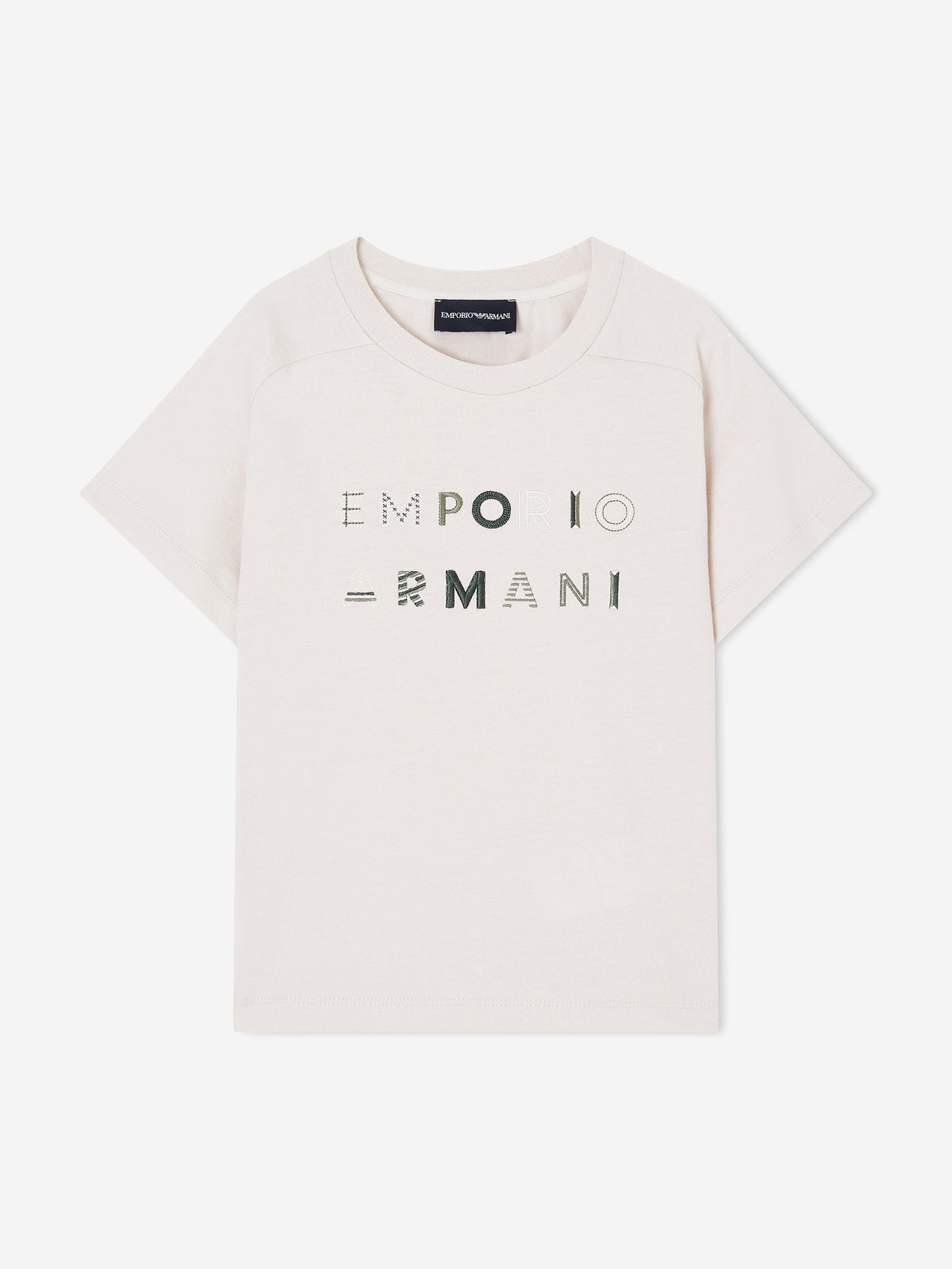 Emporio Armani Boys Logo T-Shirt in Beige | Childsplay Clothing