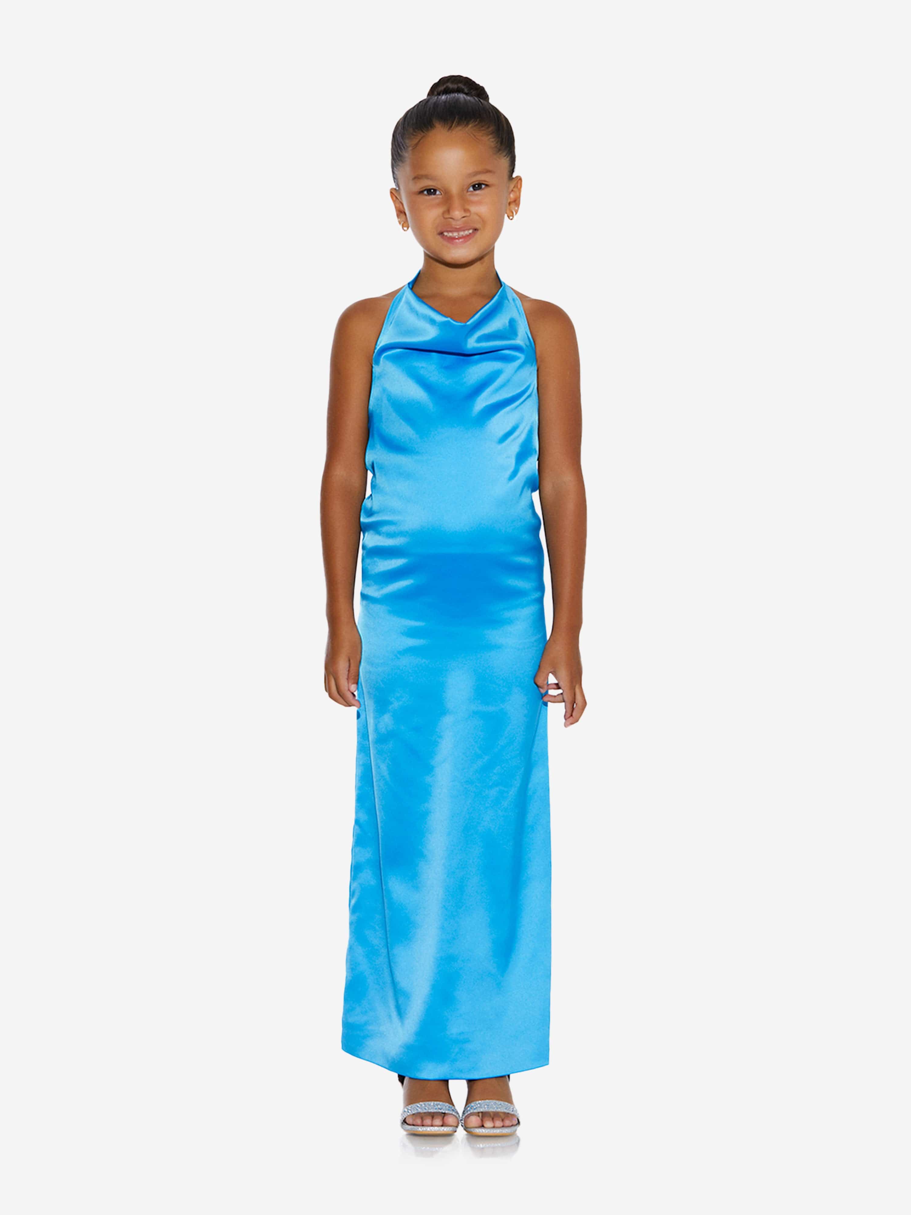 AY by AYLA Girls Backless Satin Maxi Dress in Blue 10 Yrs AY by AYLA Girls Backless Satin Maxi Dress in Blue 10 Yrs