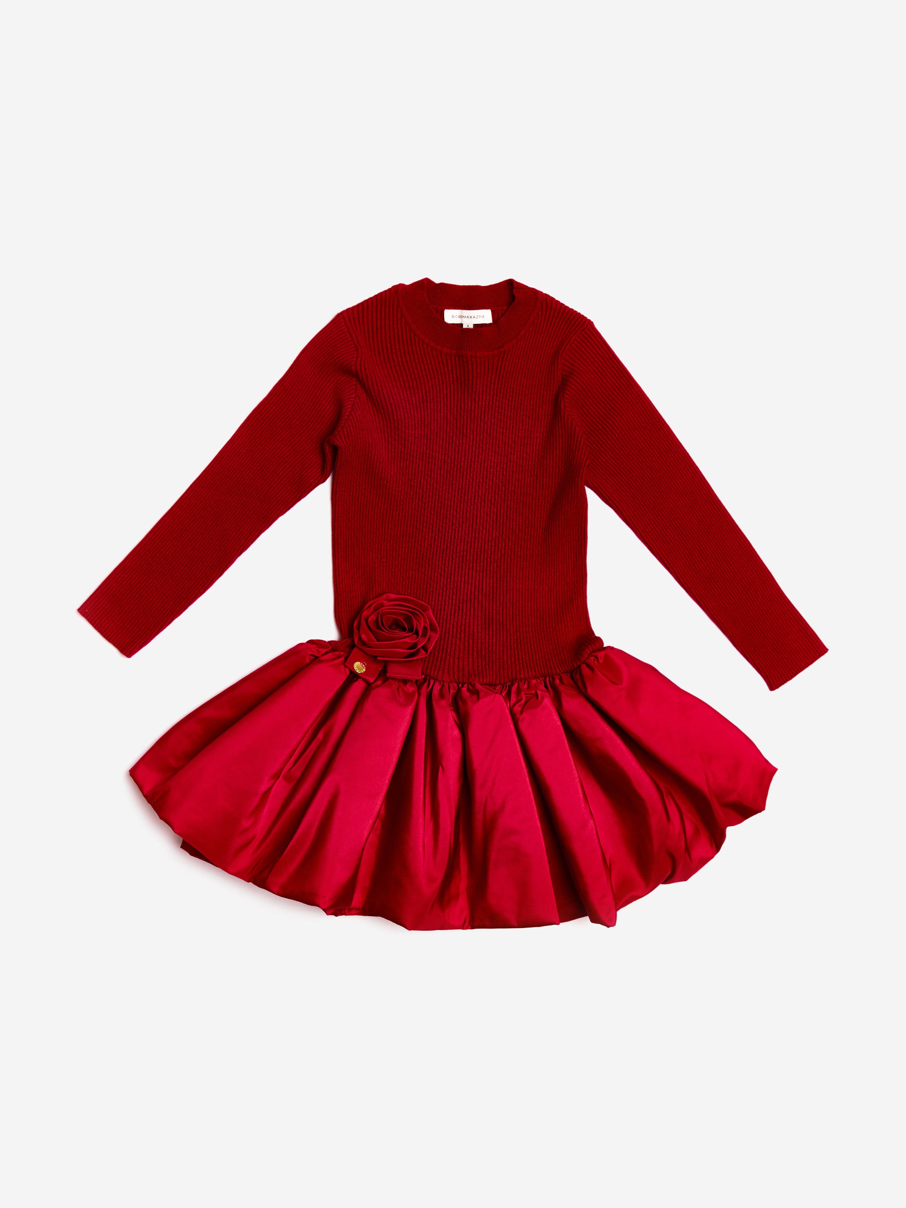 BCBGMAXAZRIA Girls Knitted Dress in Red