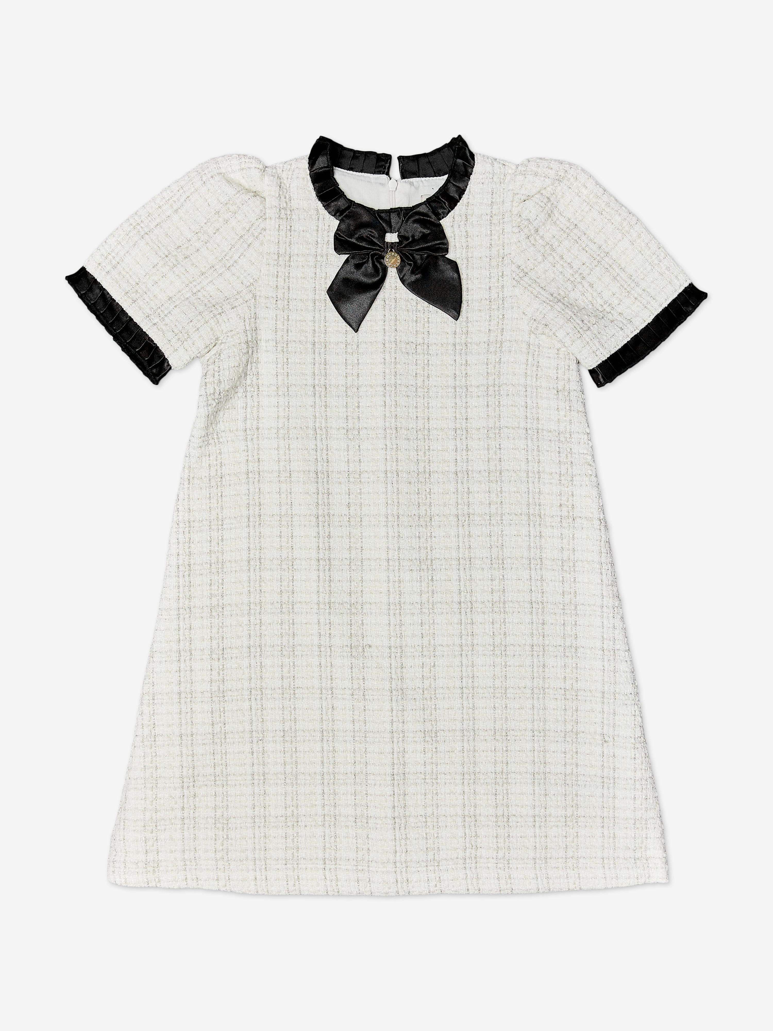 ivory tweed dress Ramy Brook Michaela Lurex Mini in Tweed Jeweled Embellishments ME+EM Fringe Tweed Fit And