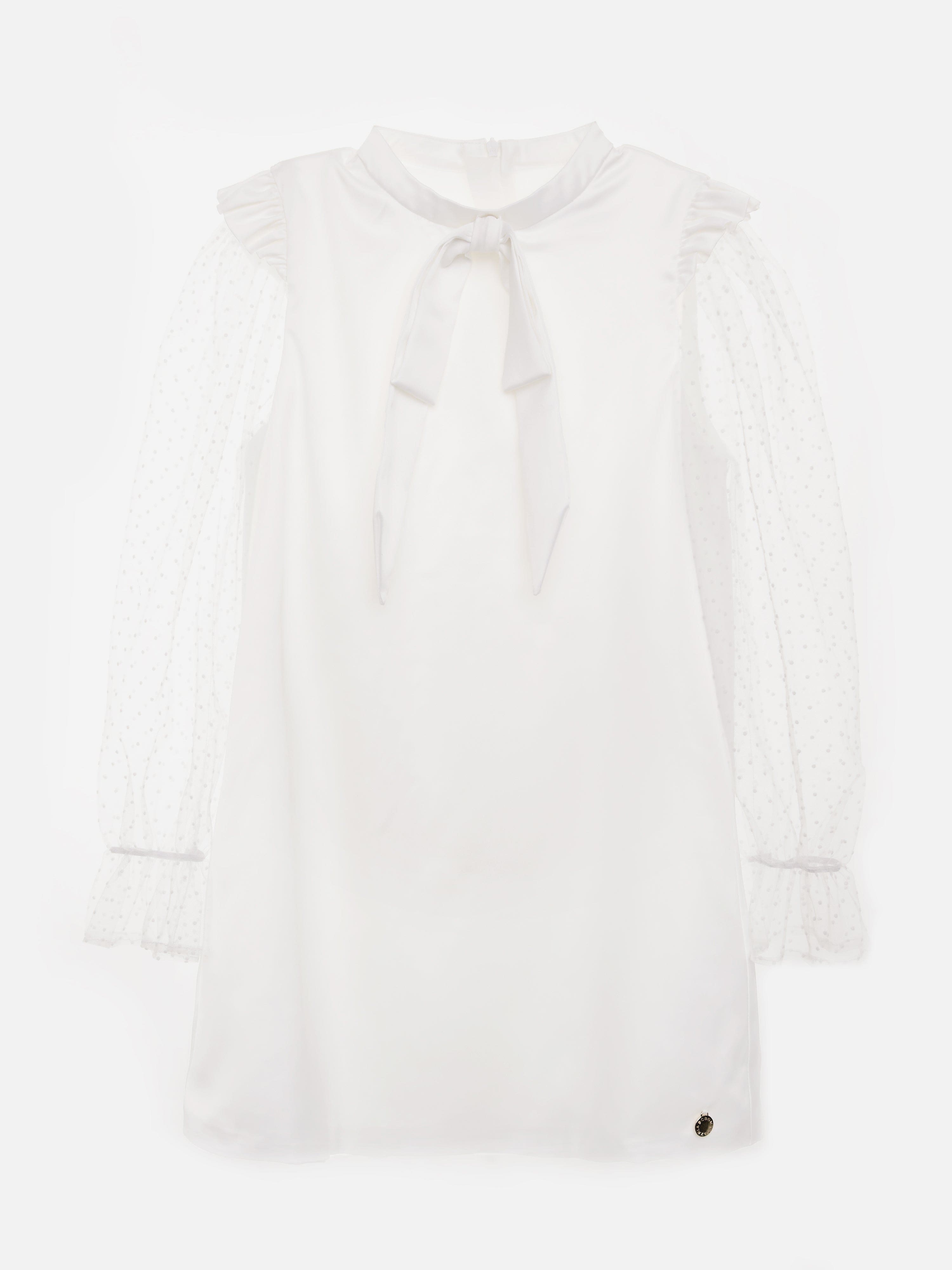 chinese dress ladies BCBG Girls Flocked Spot Sleeve Dress in White