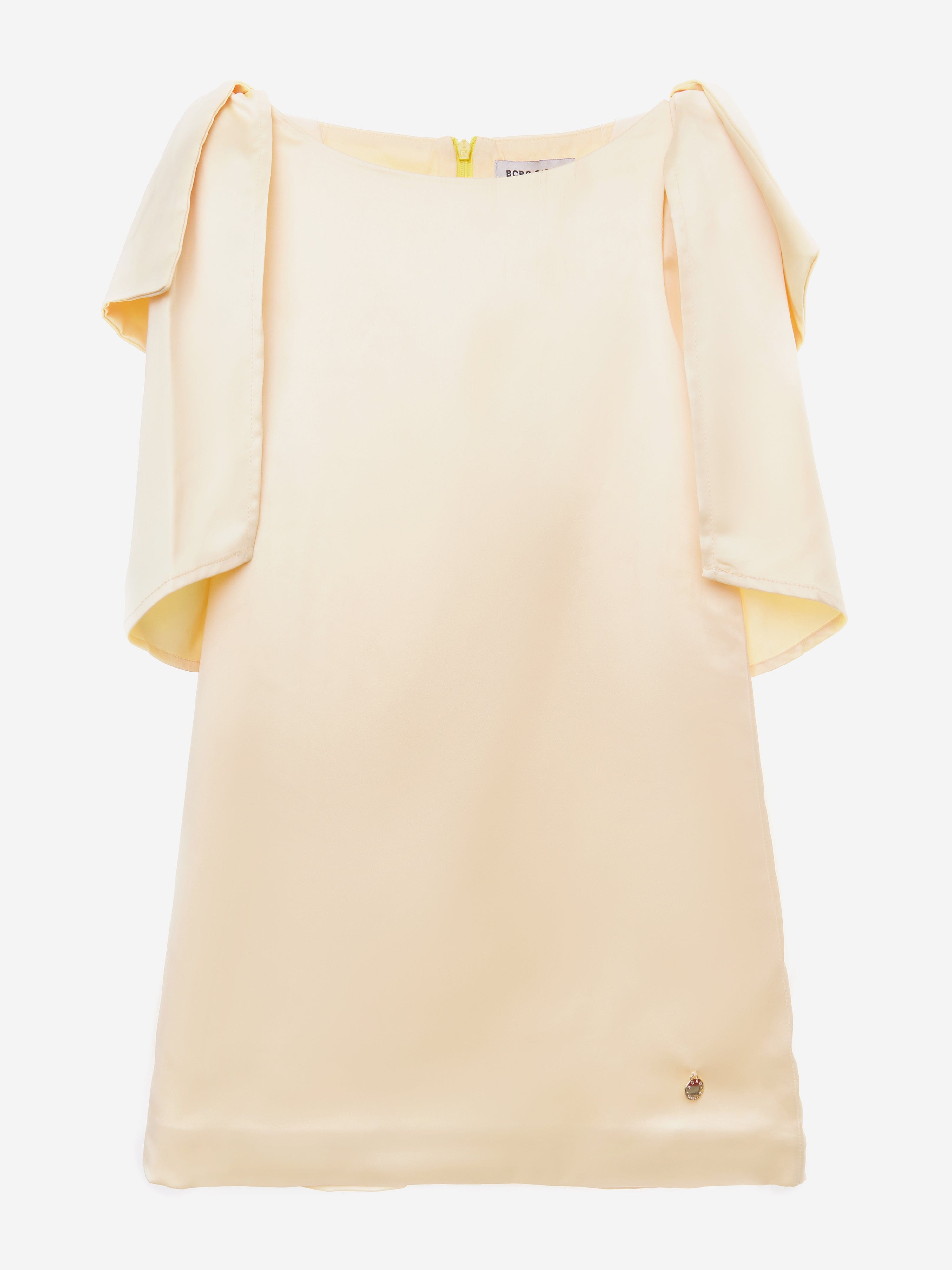 BCBG Girls Bow Sleeve Satin Dress in Yellow