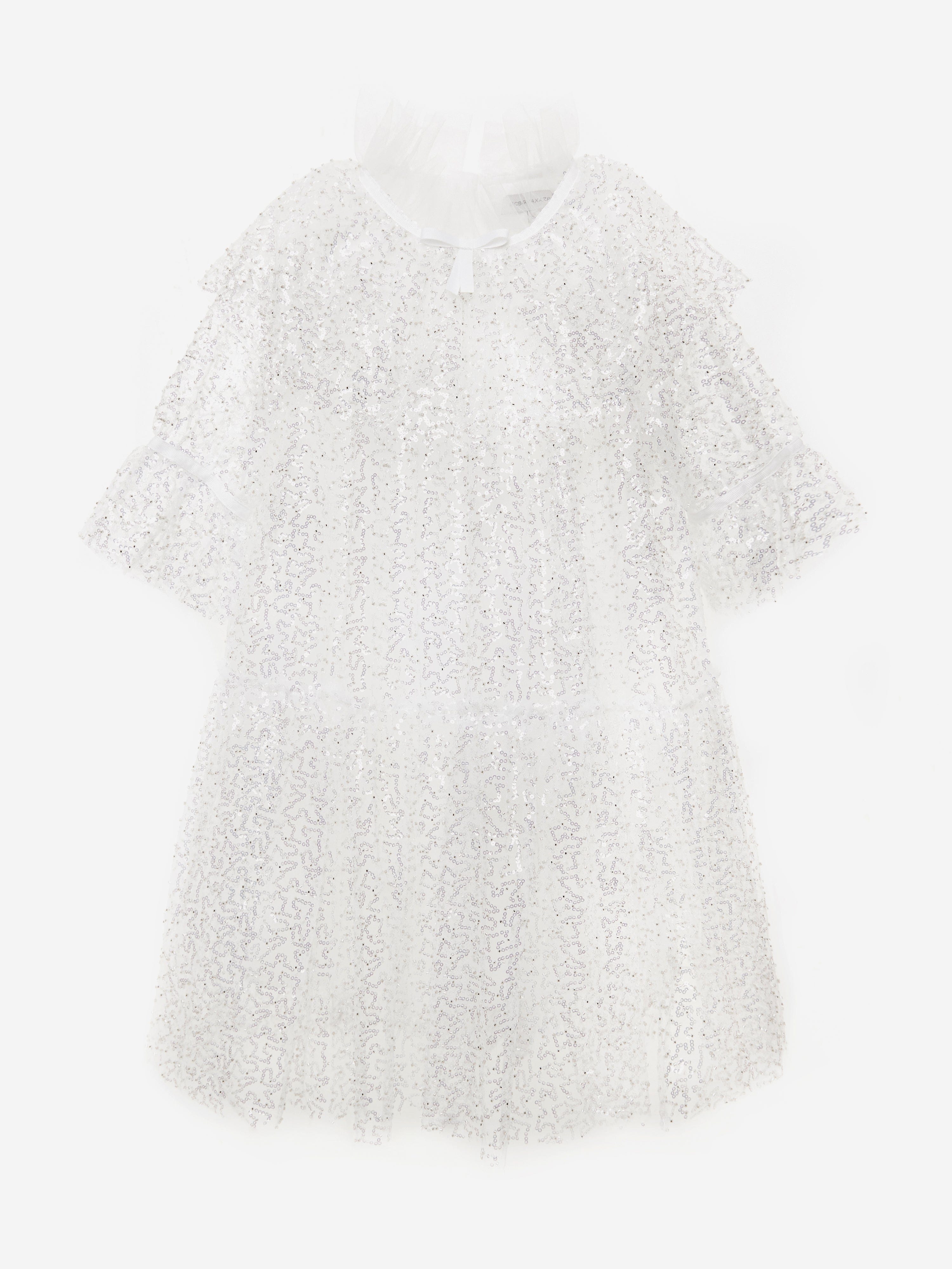 BCBG Girls Sequin Tulle Dress in White | Childsplay Clothing