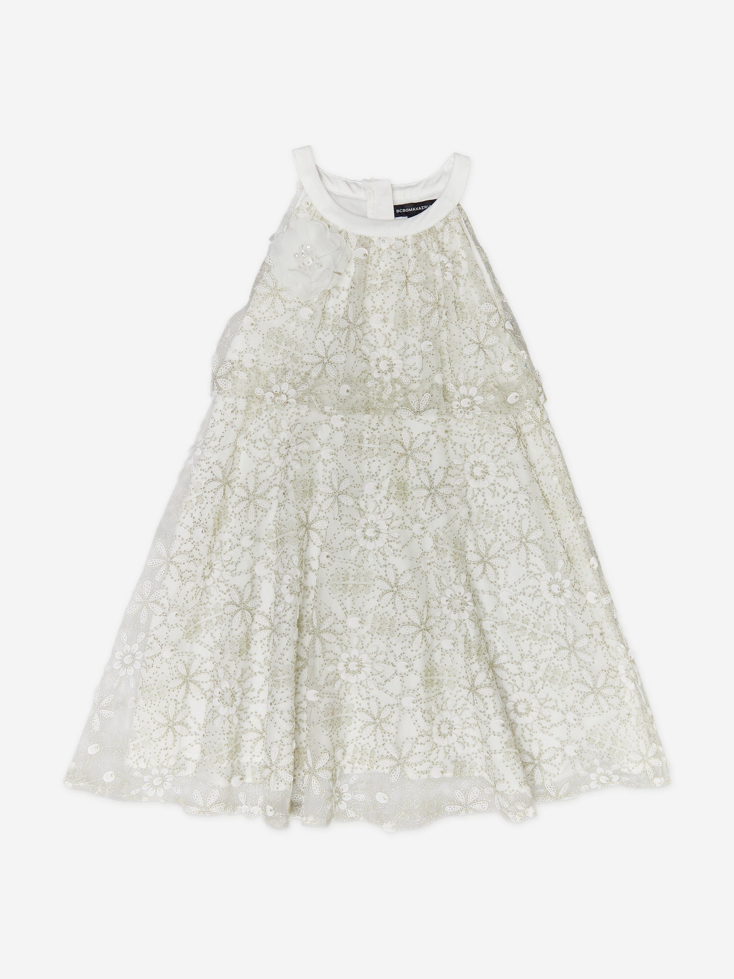 chinese dress ladies BCBGMAXAZRIA Girls Embroidered Floral Lace Dress in Ivory