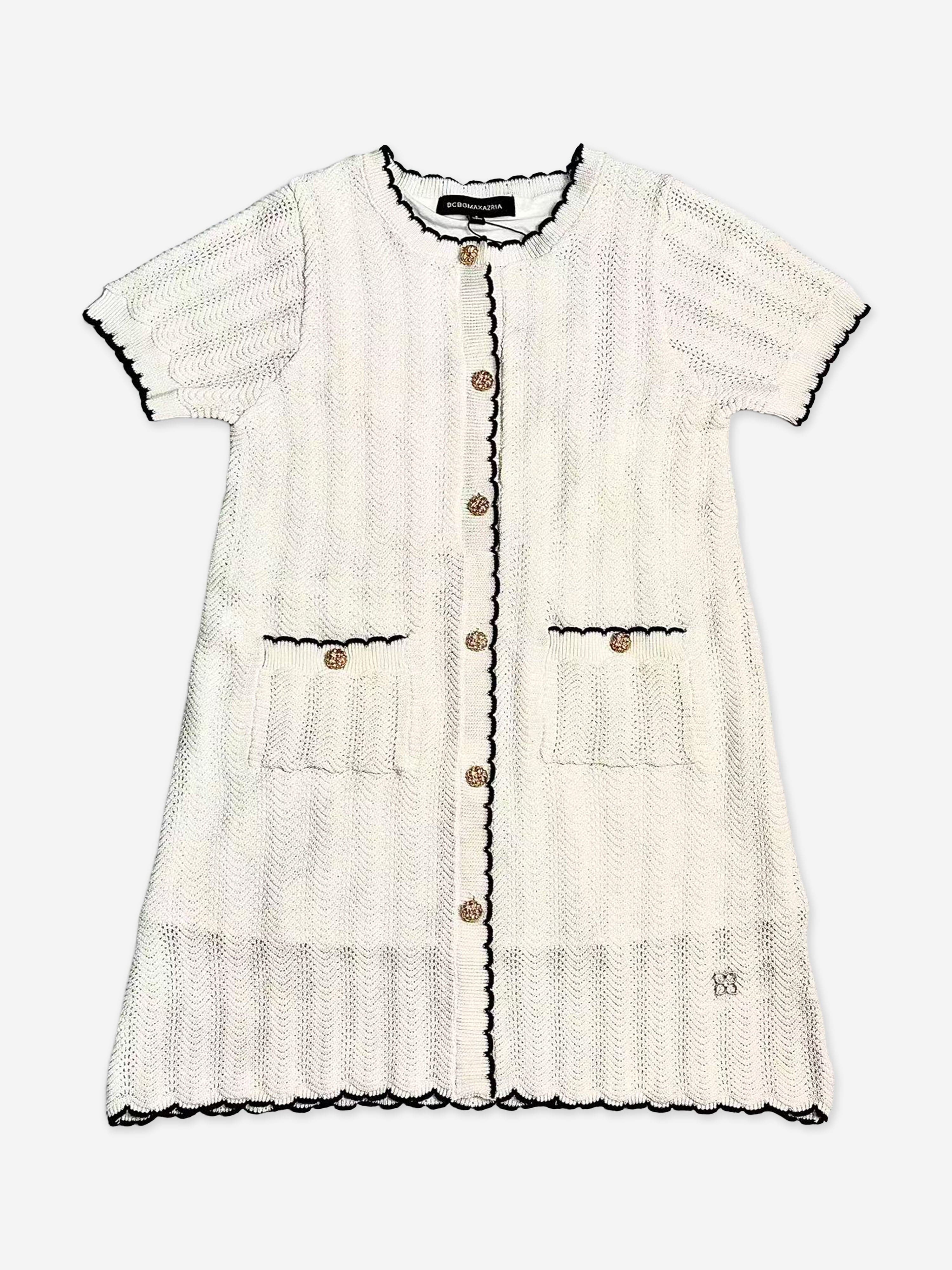 BCBGMAXAZRIA Girls Lightweight Knitted Dress in White 8 Yrs BCBGMAXAZRIA Girls Lightweight Knitted Dress in White 8 Yrs