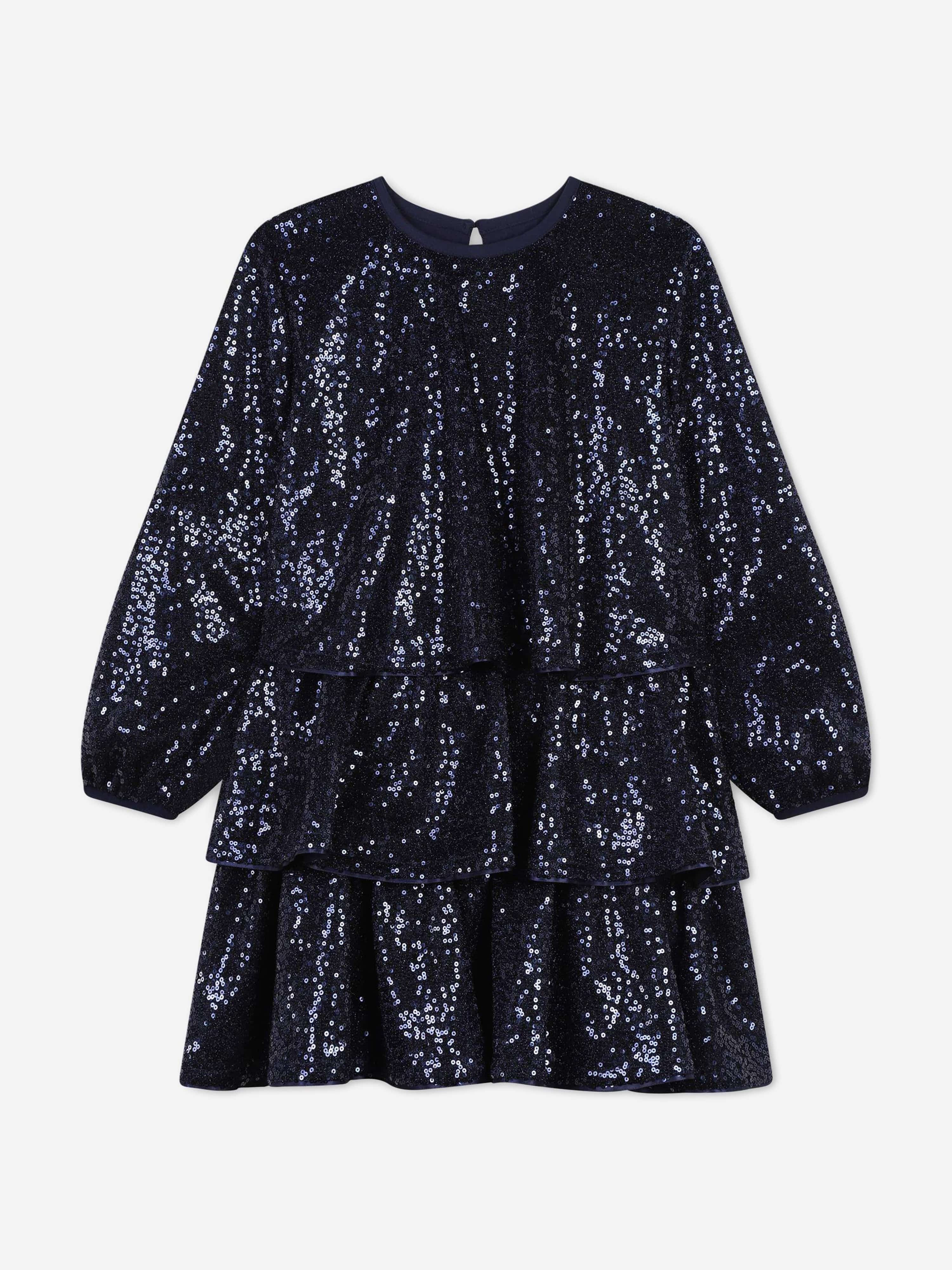 Billieblush Girls Sequin Occasion Dress in Navy Billieblush Girls Sequin Occasion Dress in Navy
