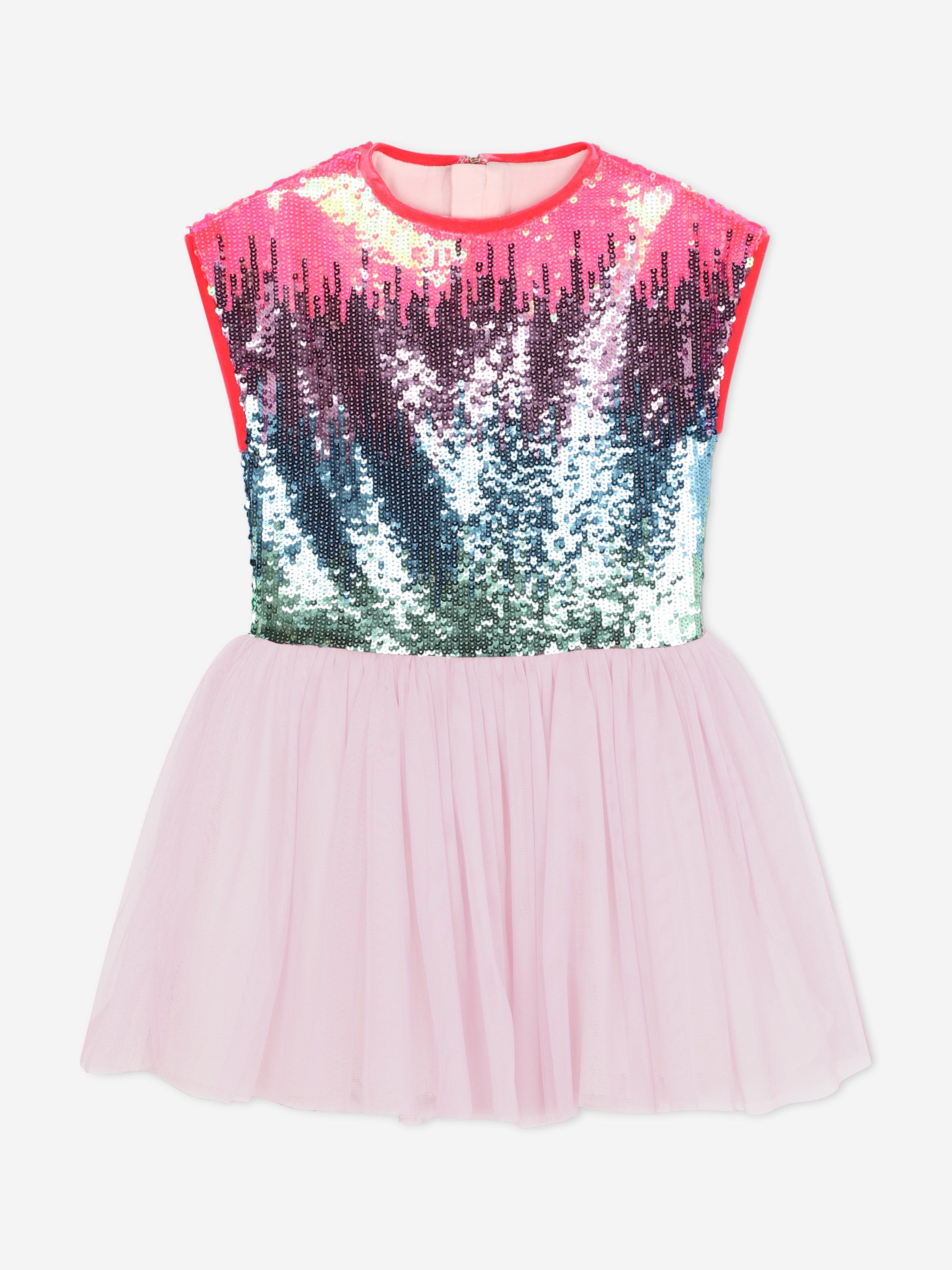 white christmas dresses Billieblush Girls Pleated Sequin Dress in Multicolour 3 Yrs White main image 1
