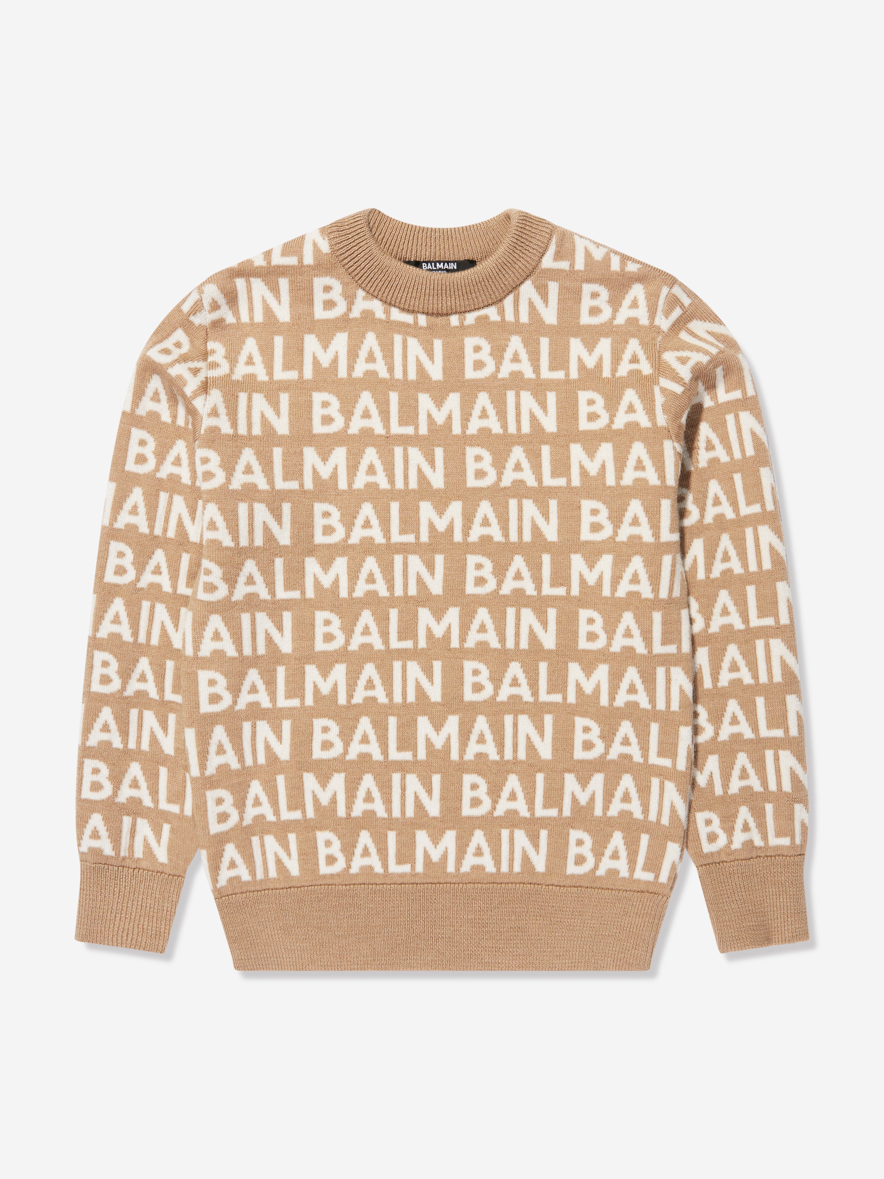Balmain Boys Knit Jumper in Brown | Childsplay Clothing