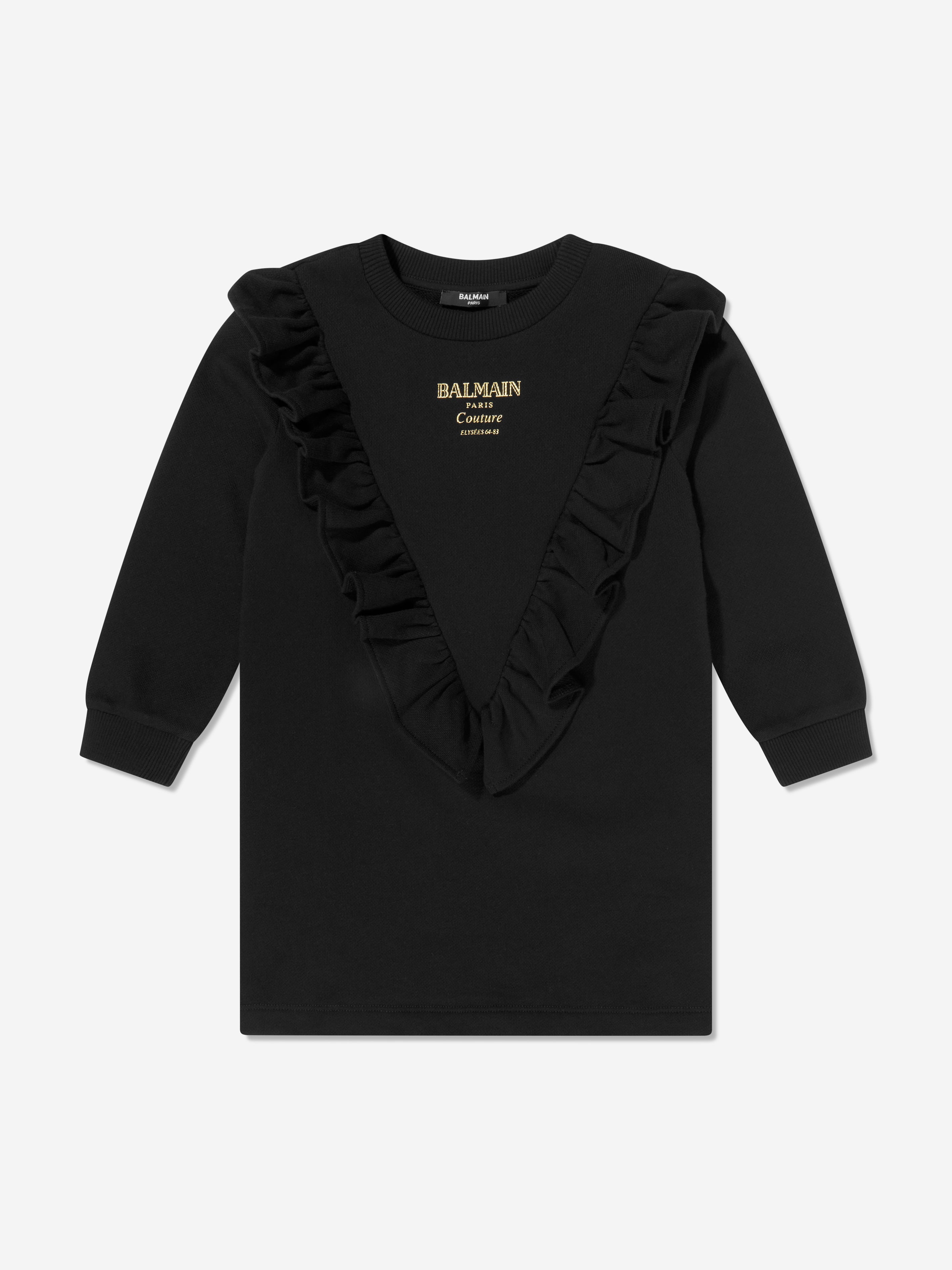 formal light blue dress for little girl Balmain Girls Logo Sweater Dress in Black