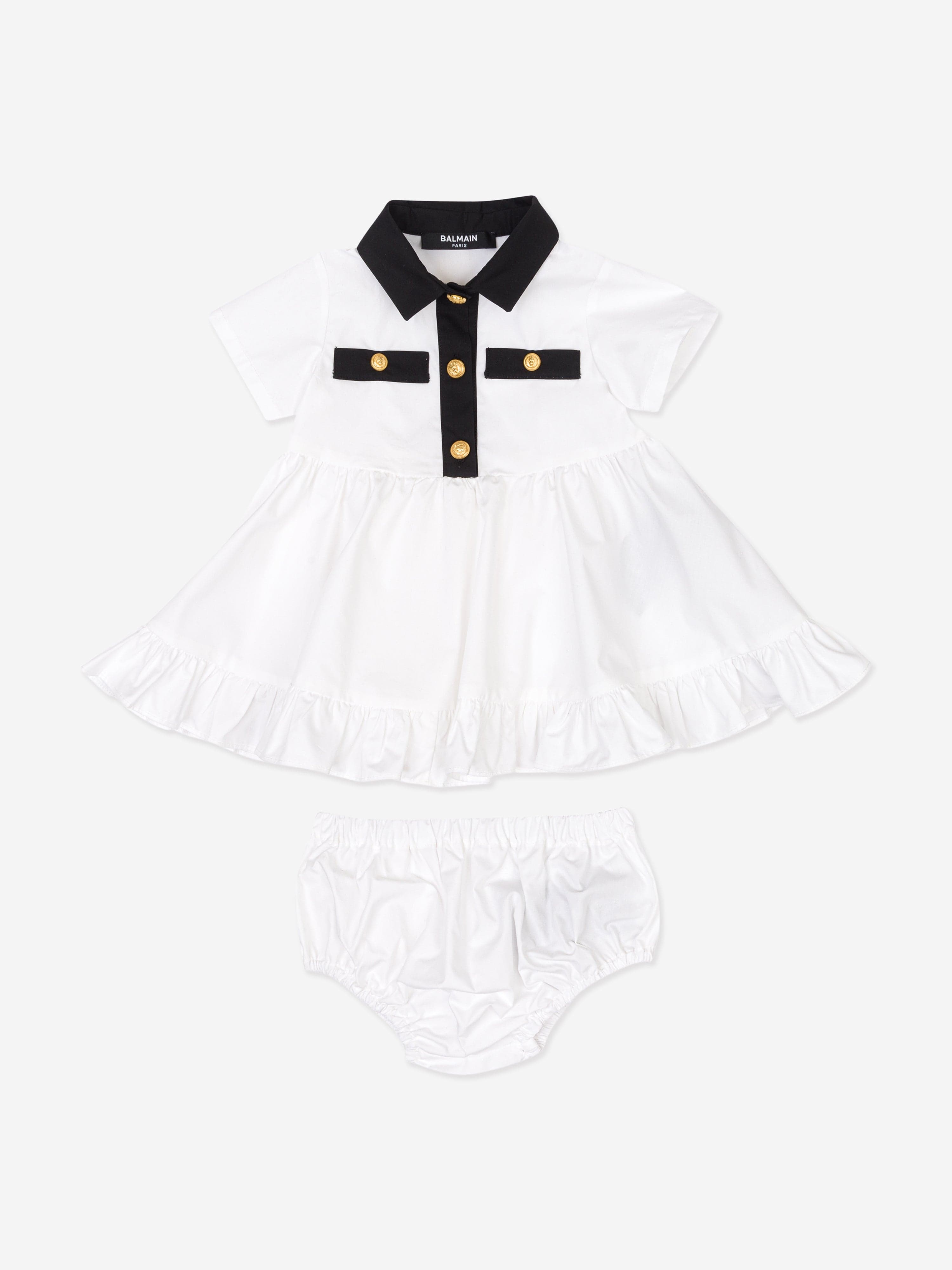 Balmain Baby Girls Polo Dress with Knickers in White