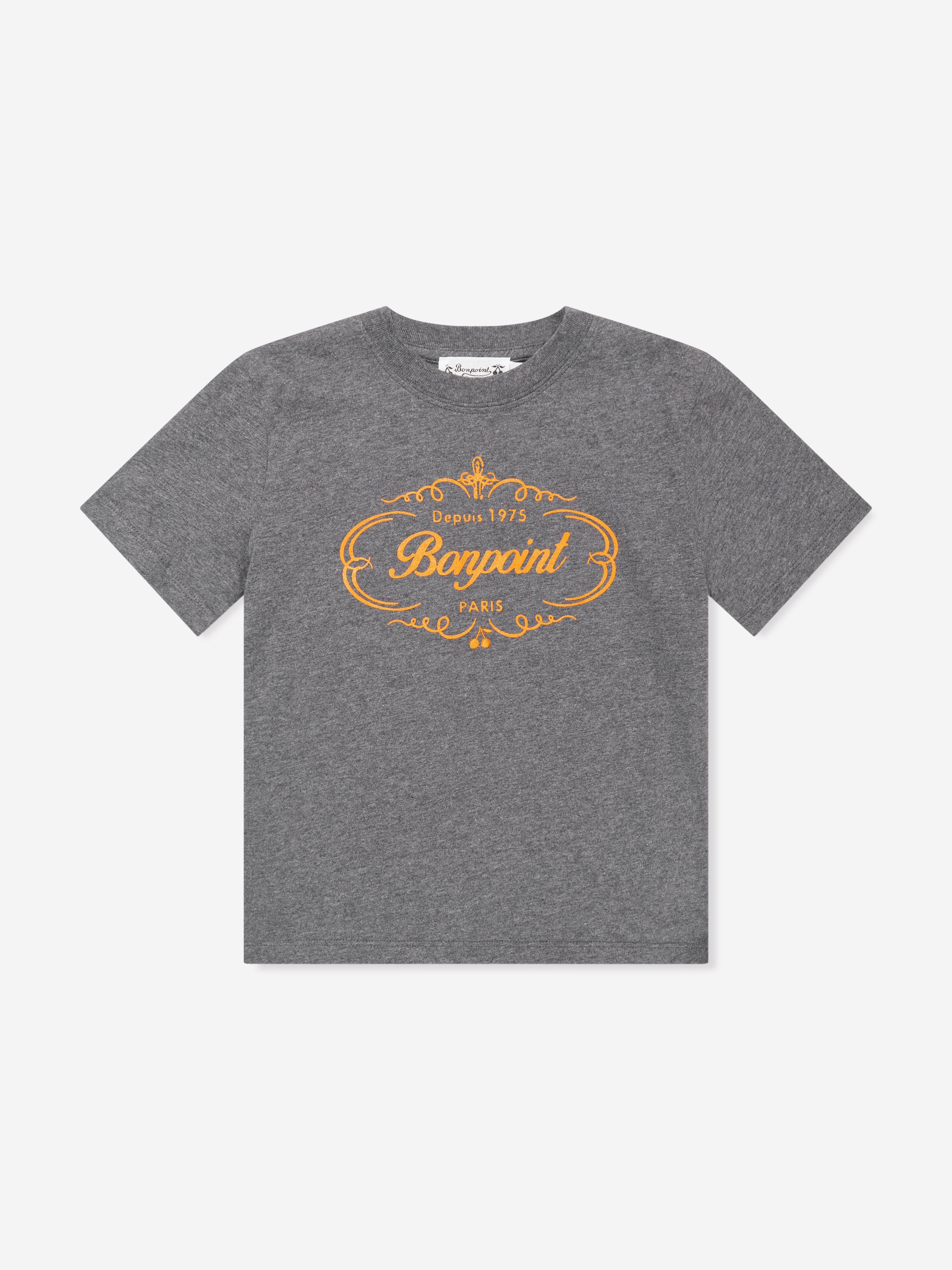Bonpoint Boys Thibald Logo T-Shirt in Grey | Childsplay Clothing