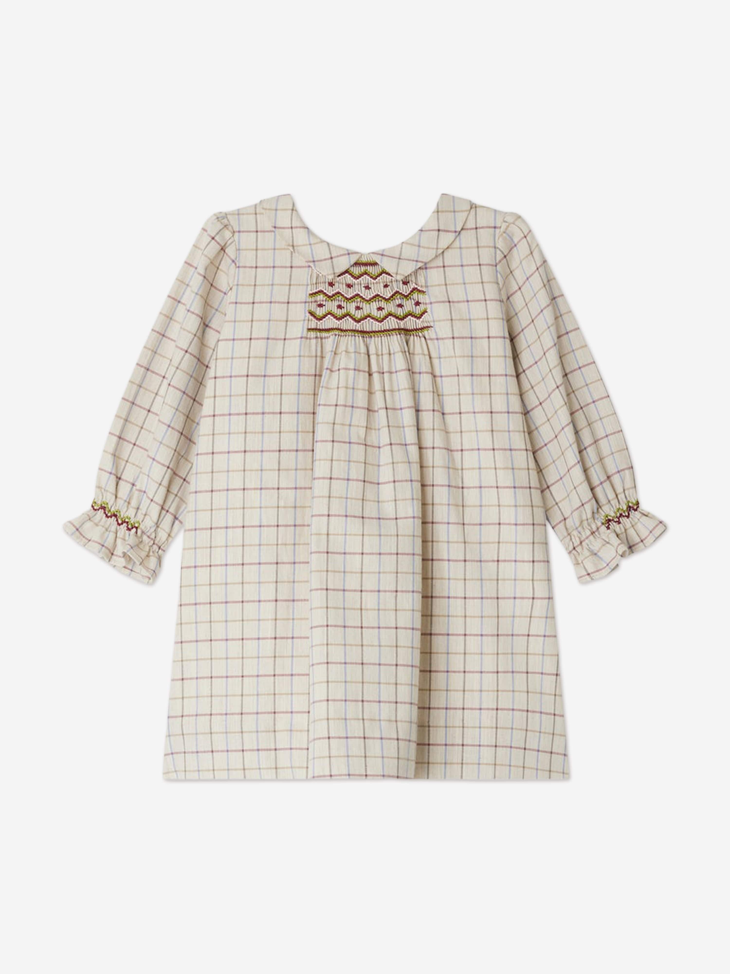 Bonpoint - Juju smocked dress with checks - White - Girl 18M