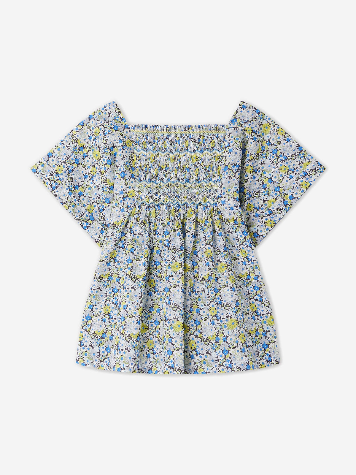 Bonpoint Girls Pays Smocked Blouse in Blue | Childsplay Clothing