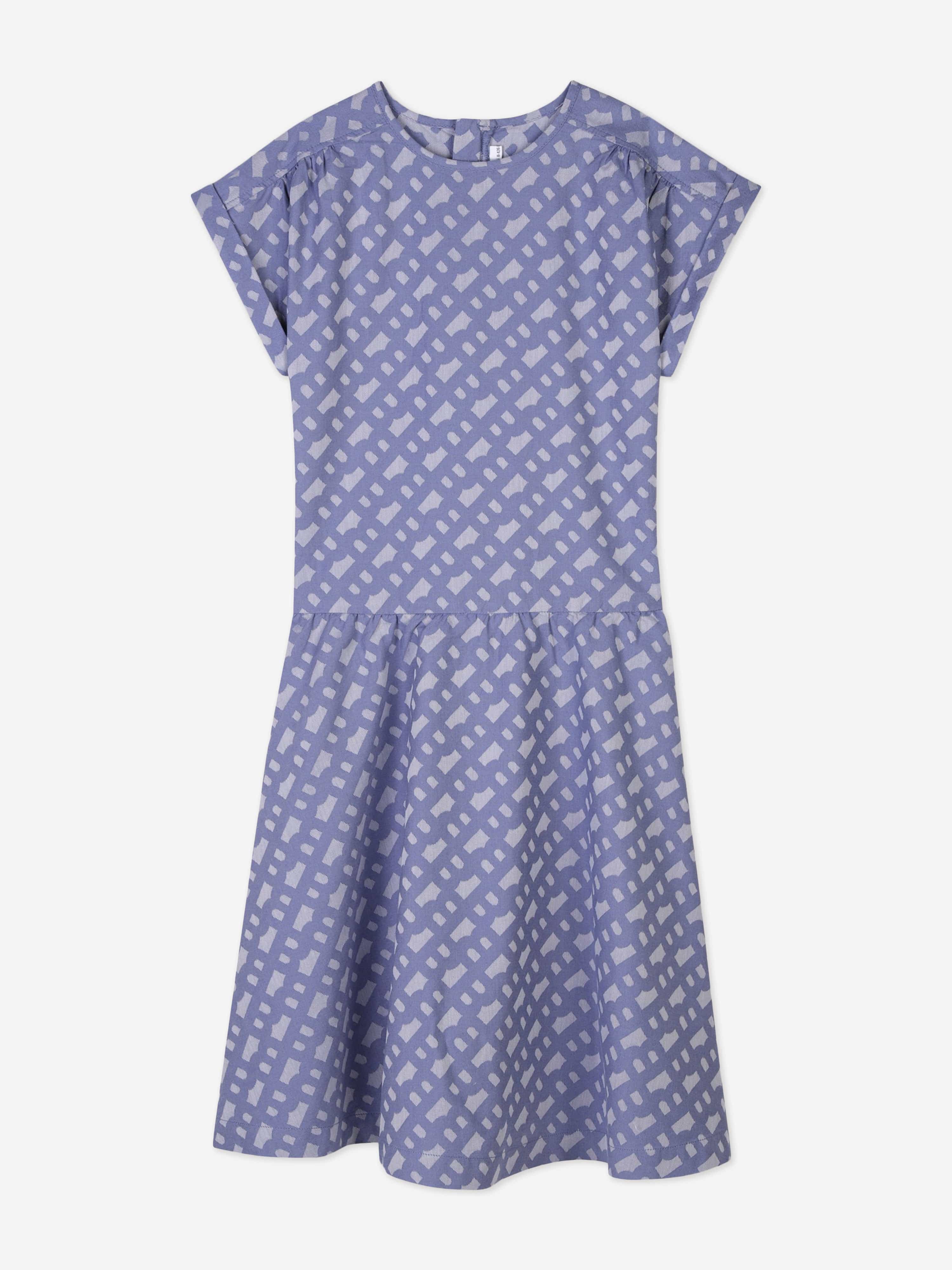 BOSS Girls Jacquard Monogram Dress in Blue