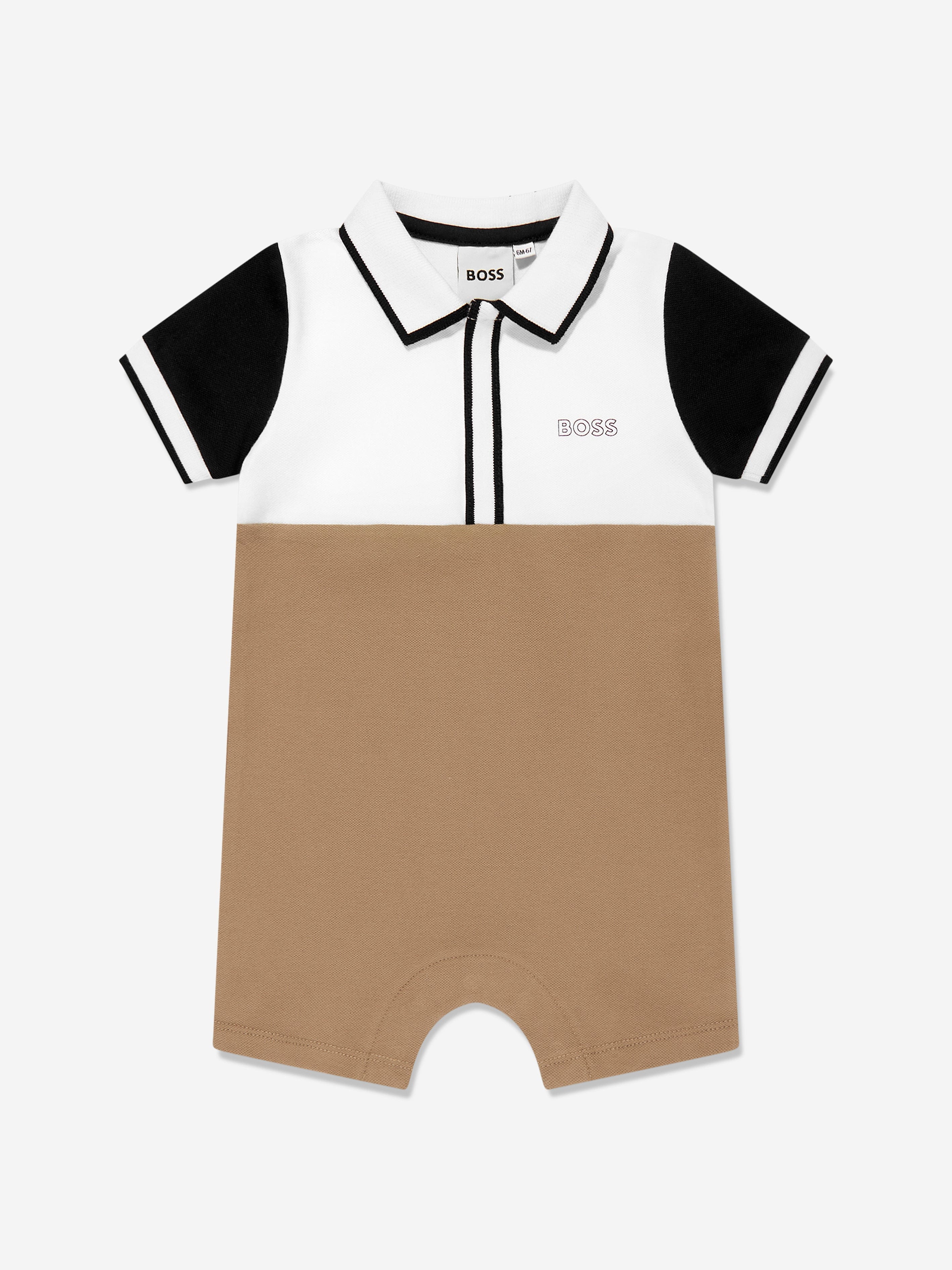 BOSS BOSS Baby Boys Logo Print Romper in Brown Childsplay Clothing