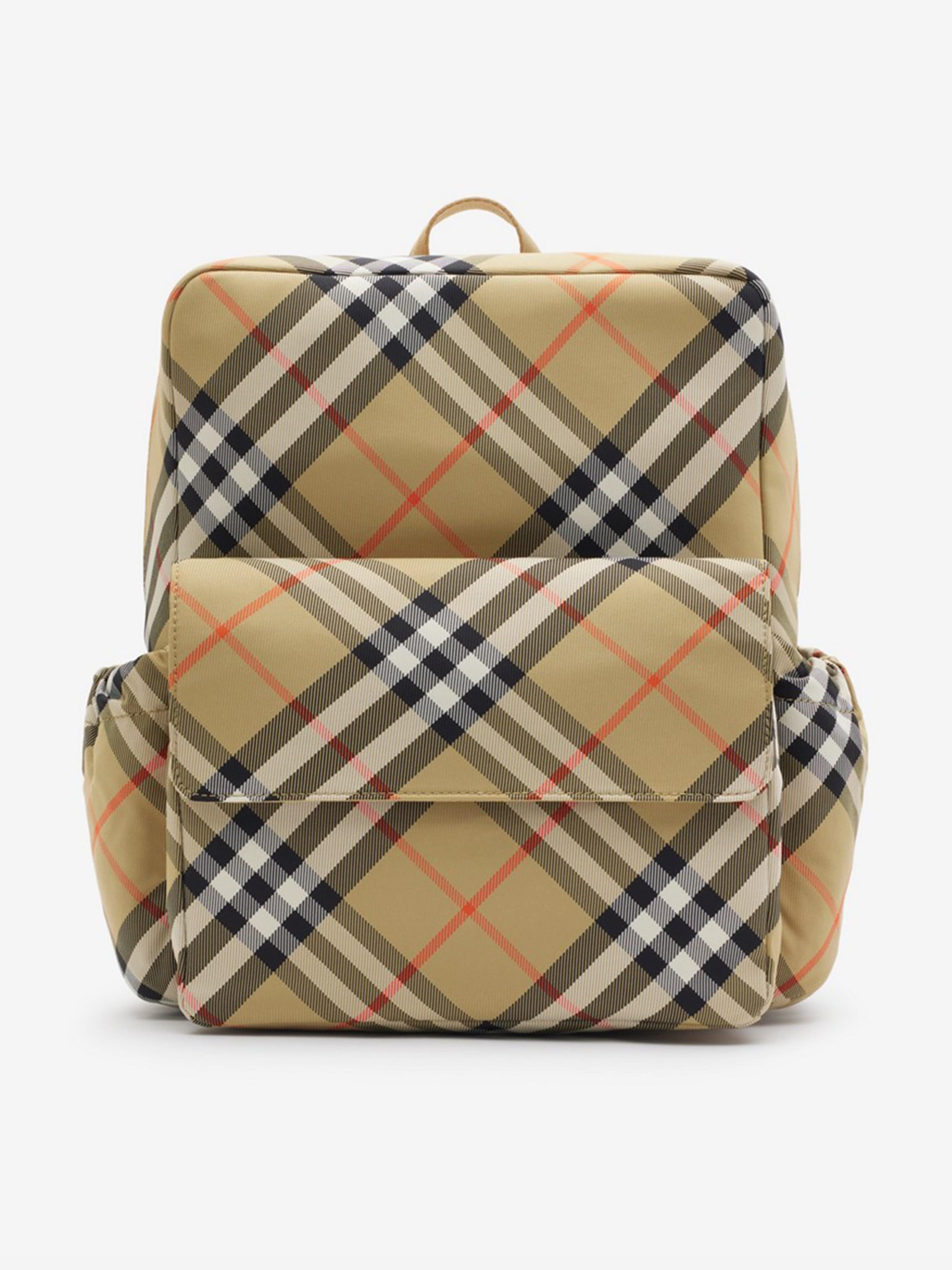 Burberry Kids Burberry Kids Check Backpack in Beige (33cm