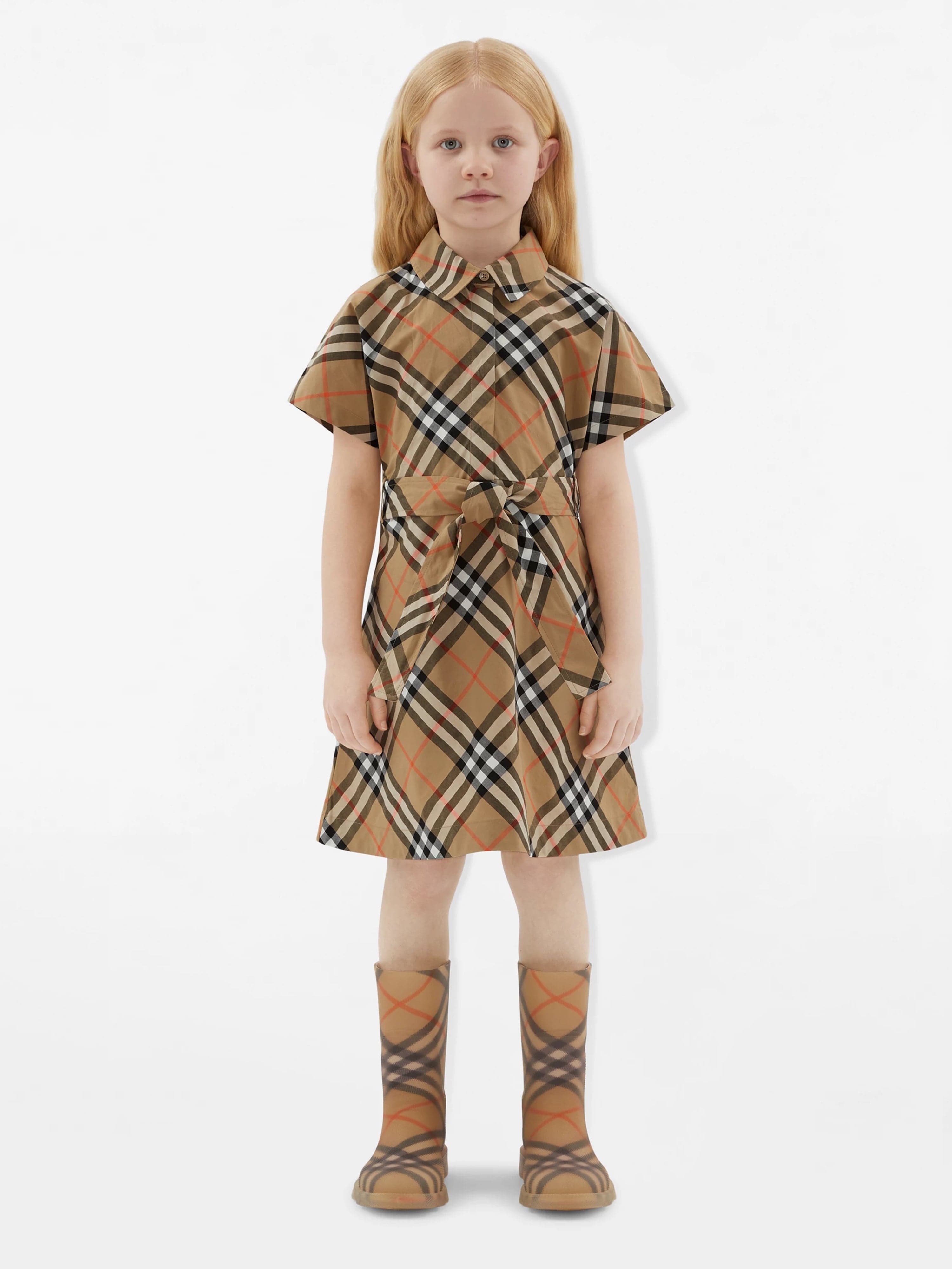 Burberry Kids Burberry Girls Giulietta Check Dress in Beige