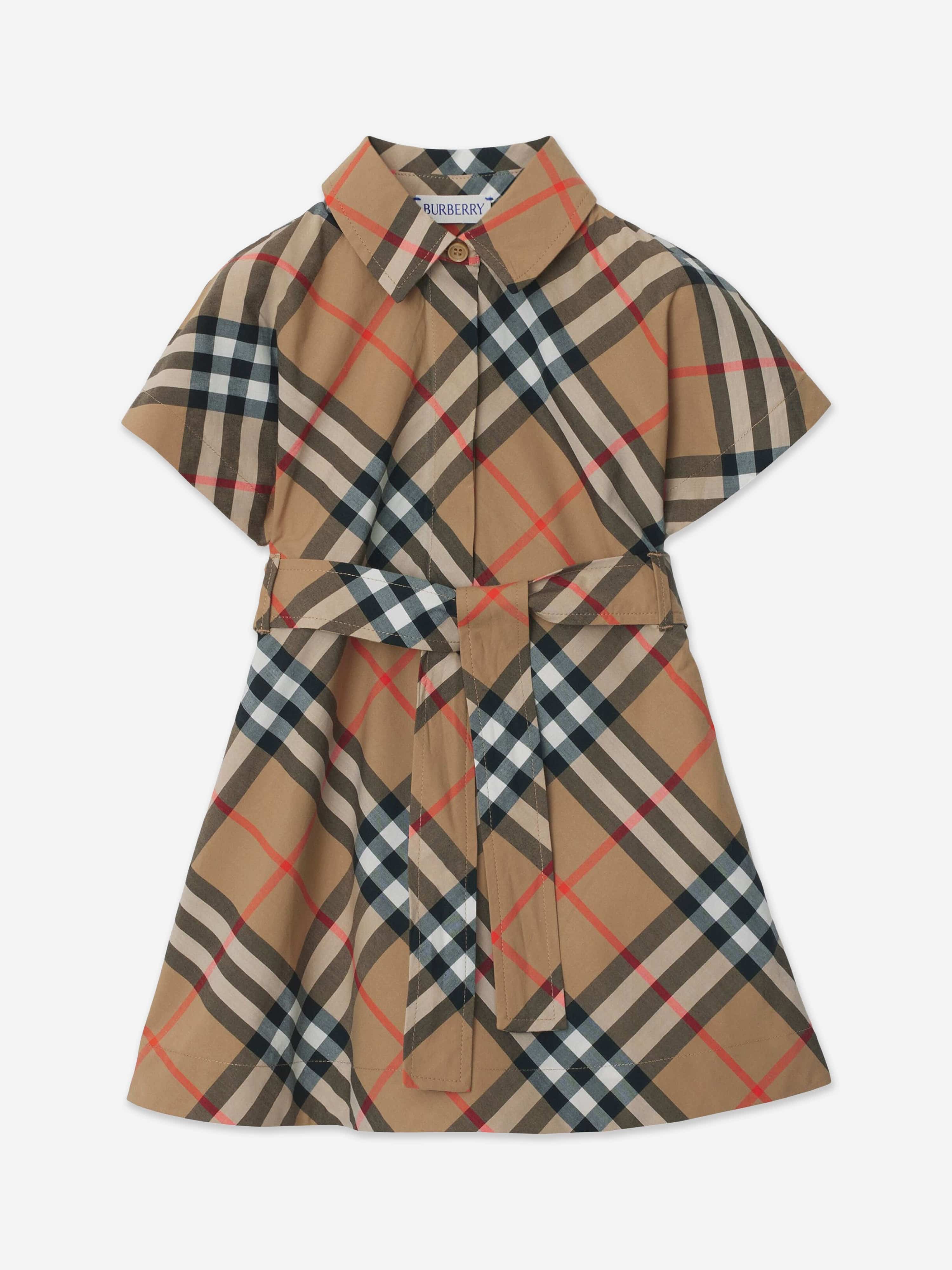 Burberry Baby Girls Giulietta Check Dress in Beige Burberry Baby Girls Giulietta Check Dress in Beige