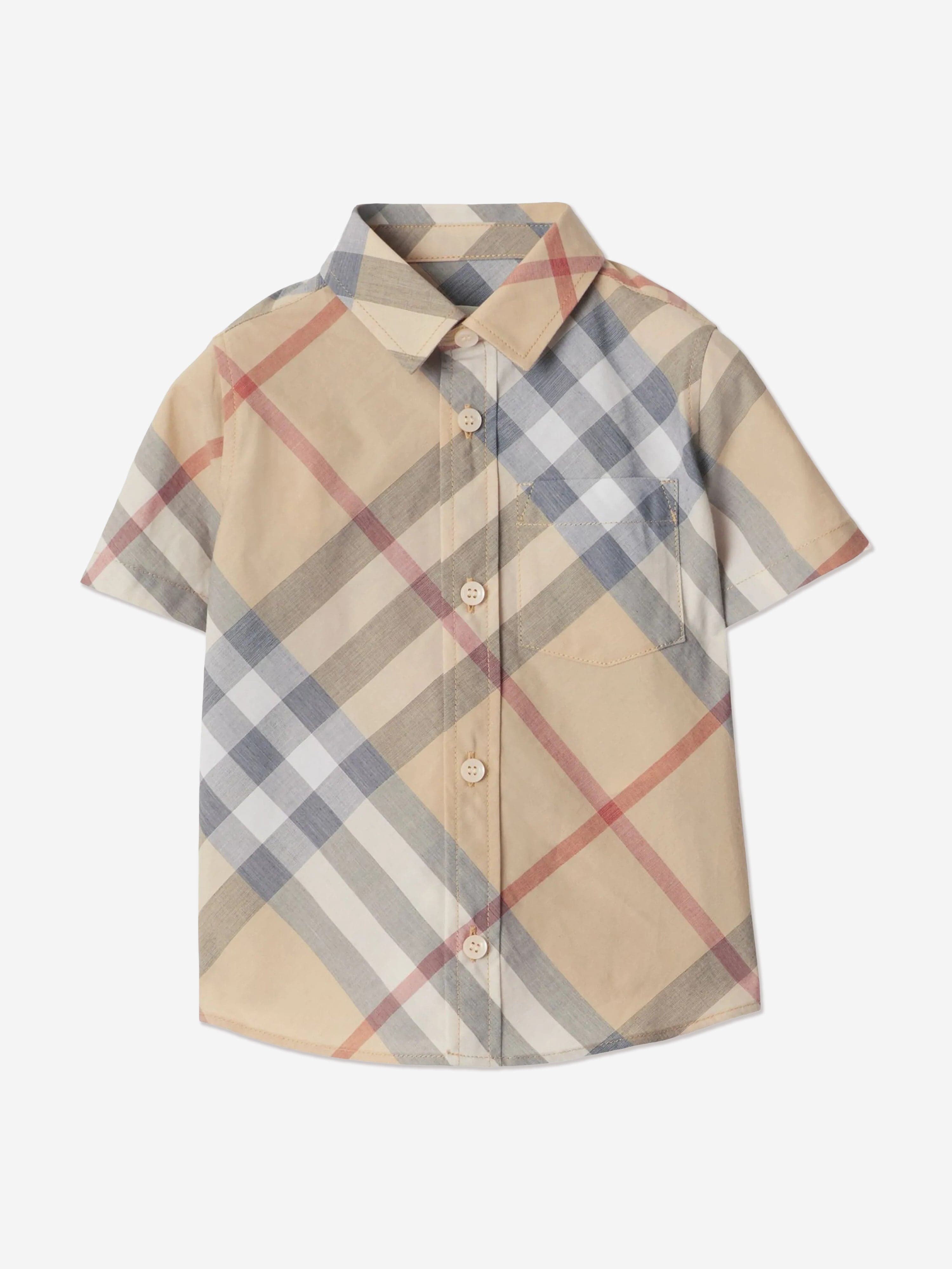 Burberry Baby Boys Owen Check Shirt in Beige 2 Yrs Burberry Baby Boys Owen Check Shirt in Beige 2 Yrs