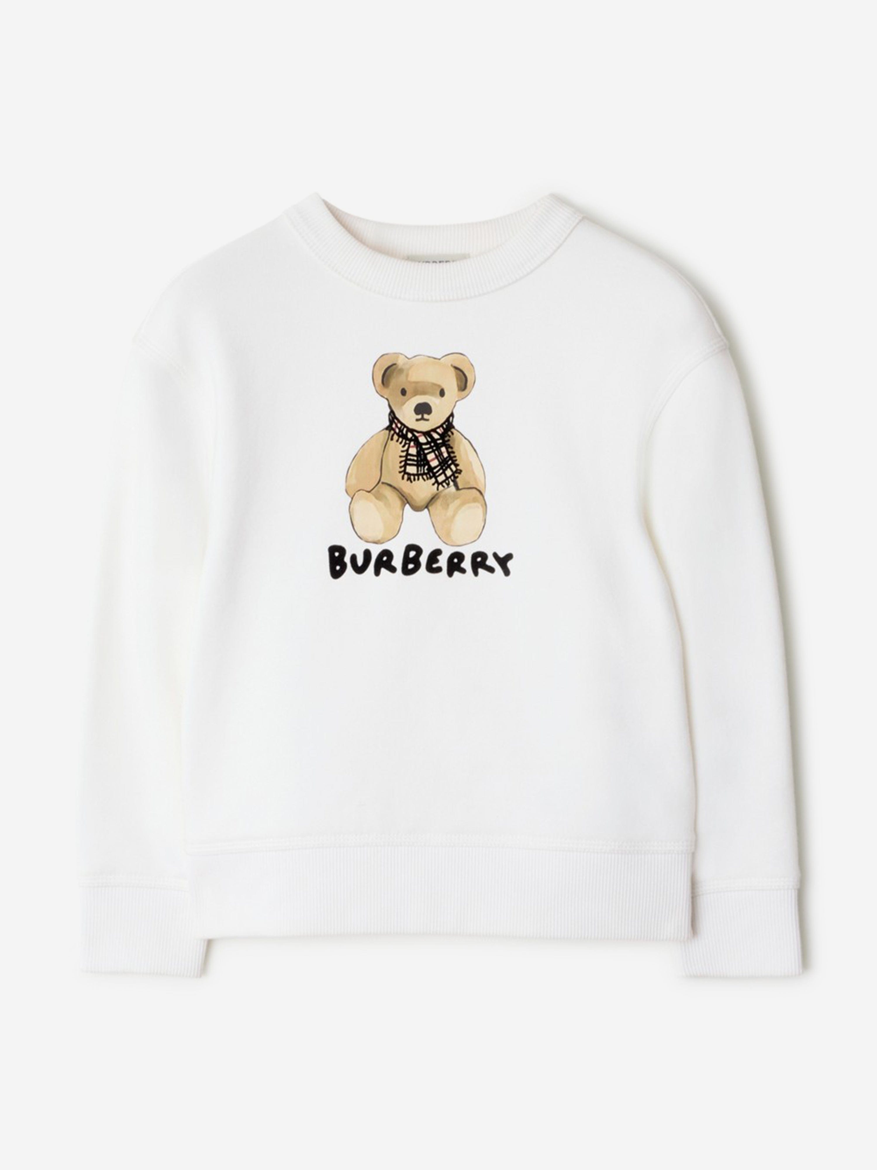 Burberry Girls Teddy Bear Sweatshirt in White | Childsplay Clothing