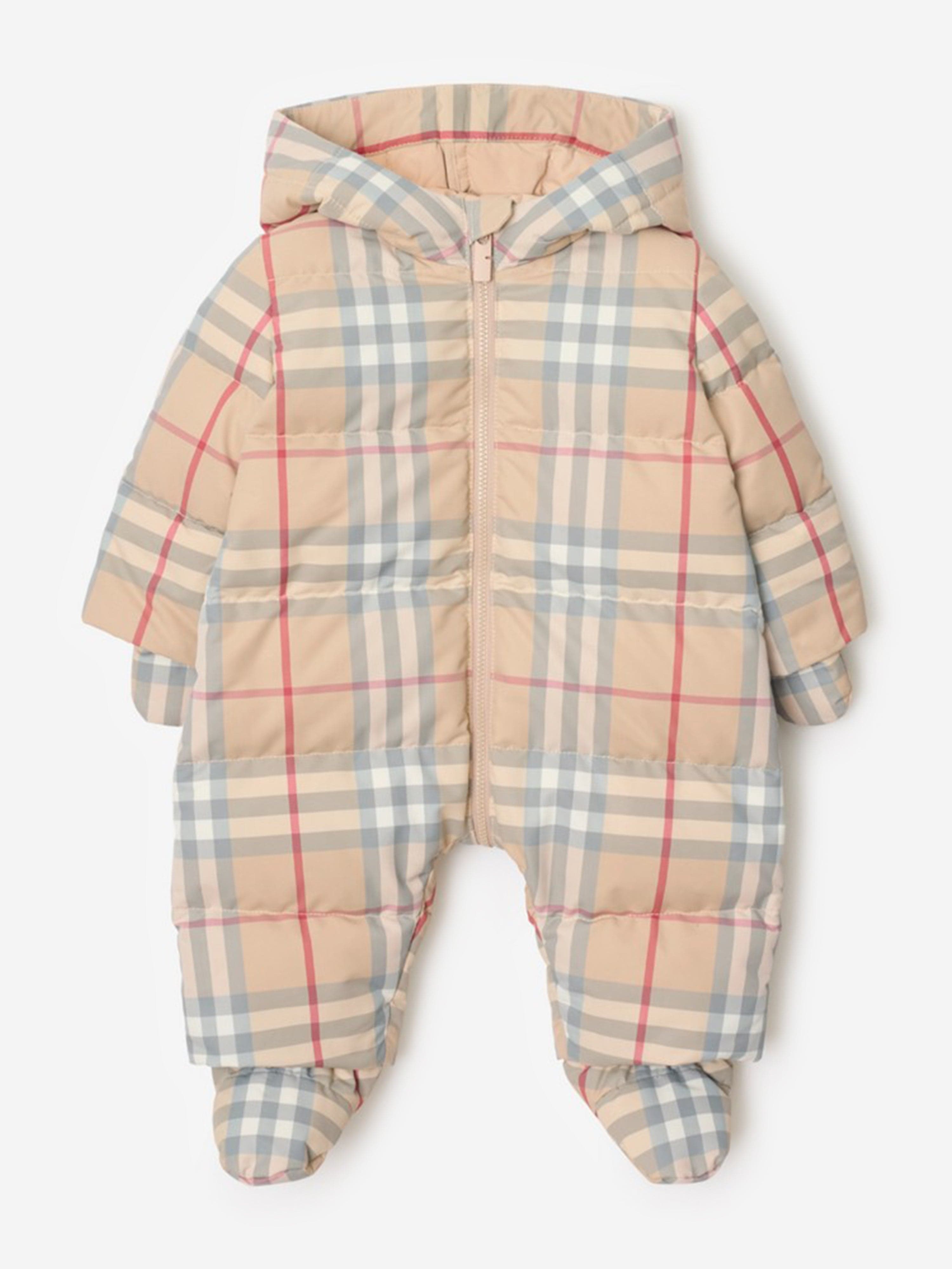 Burberry Baby Pale Check Snowsuit in Beige | Childsplay Clothing