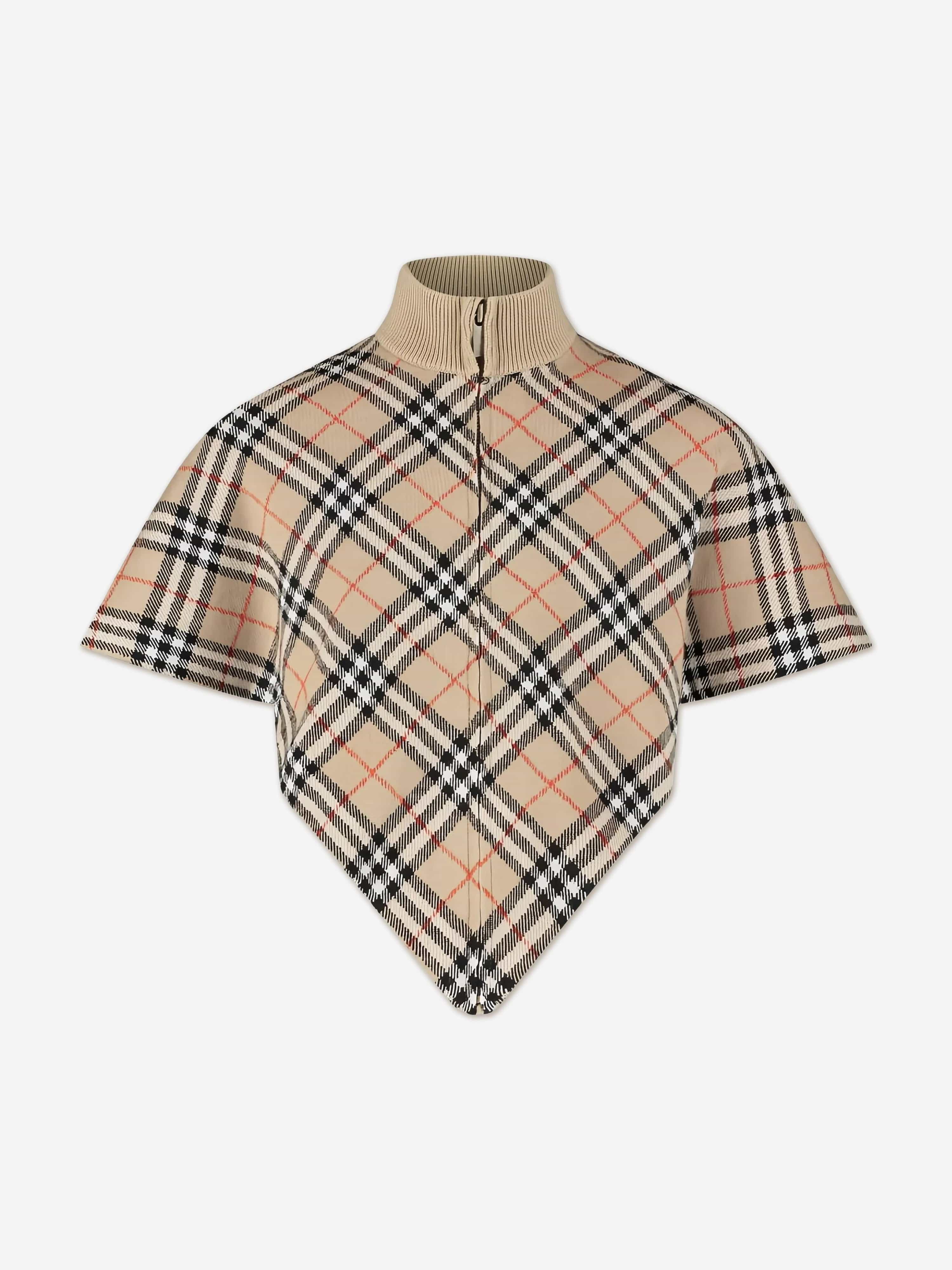 Burberry Kids Burberry Girls Lette Check Cape in Beige
