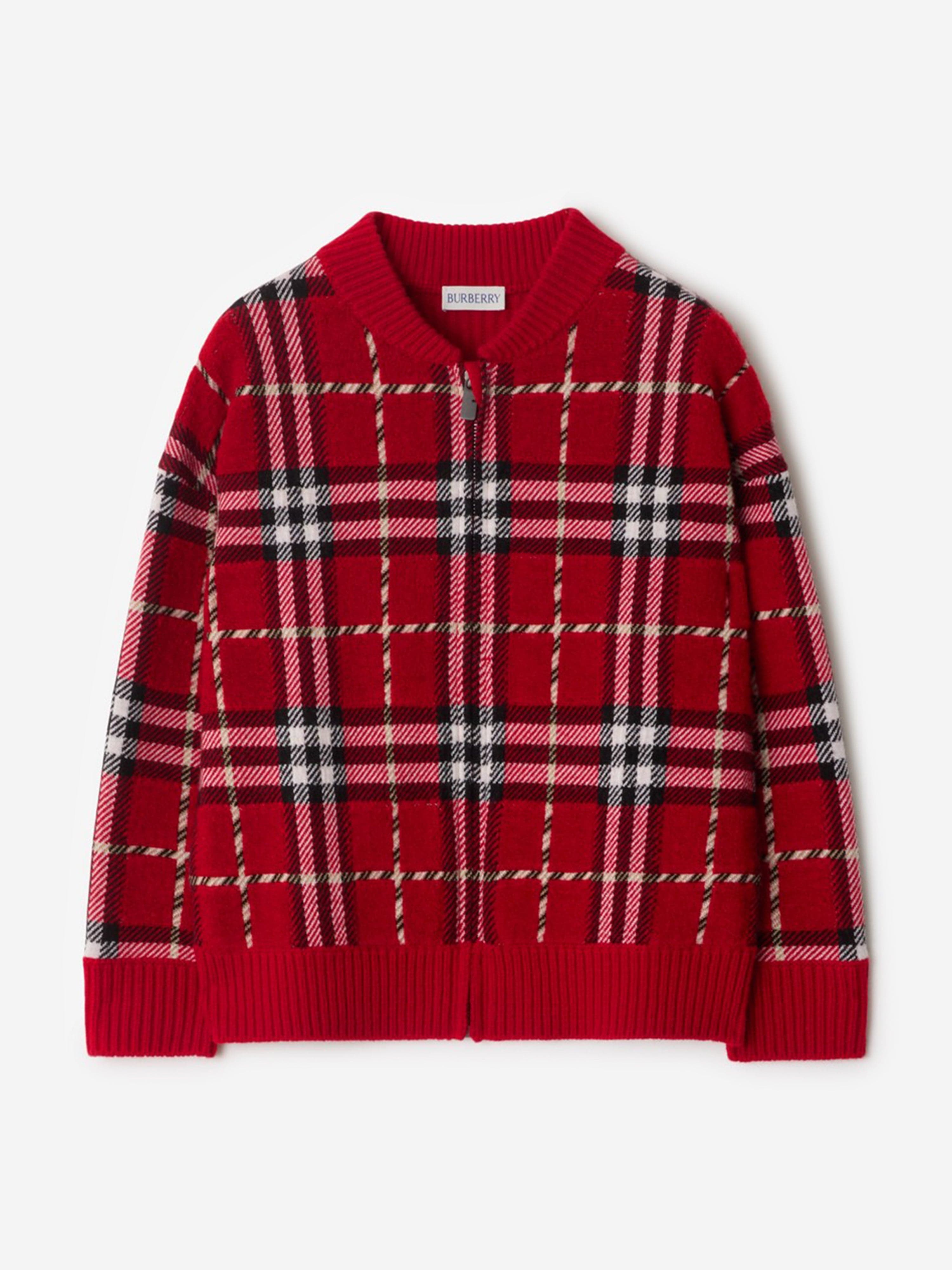 ミニチュアダックburberry Burberry Boys Duncan Check Knitted Top in Red | Childsplay Clothing