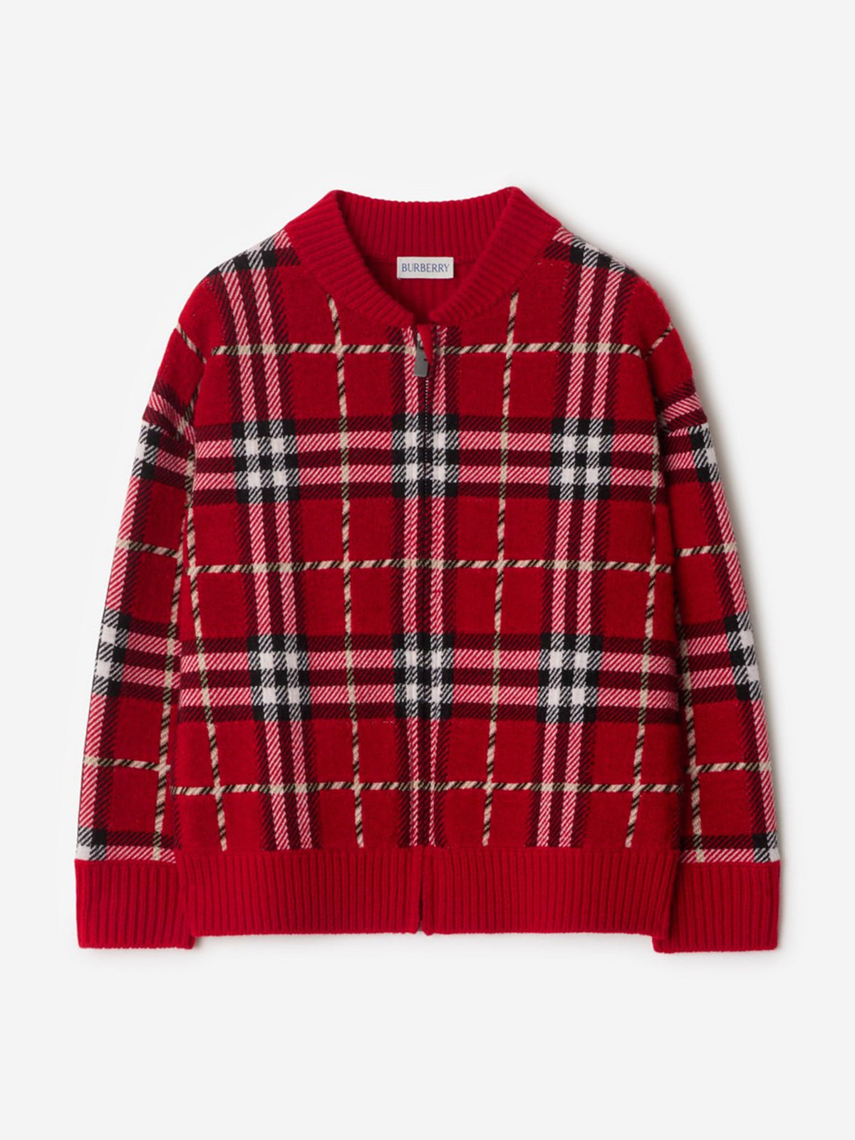 Burberry Boys Duncan Check Knitted Top in Red | Childsplay Clothing