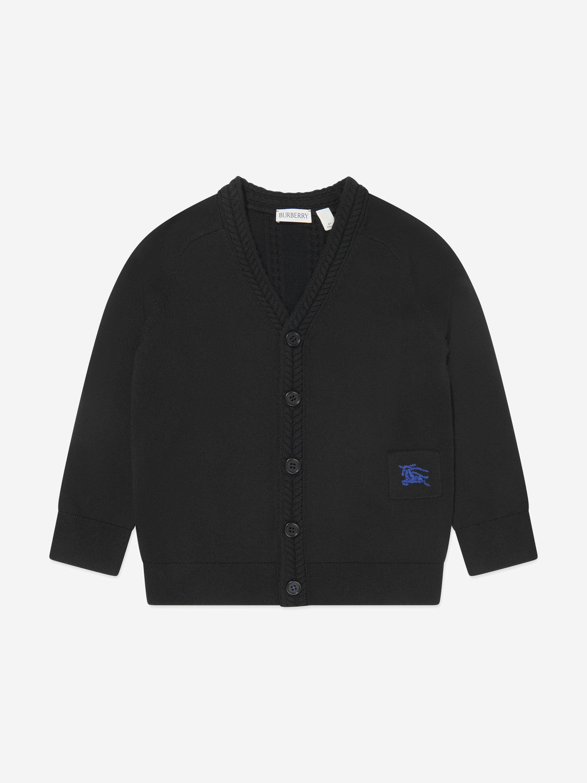 Burberry Boys Wool Knit Graham Cardigan in Black | Childsplay Clothing