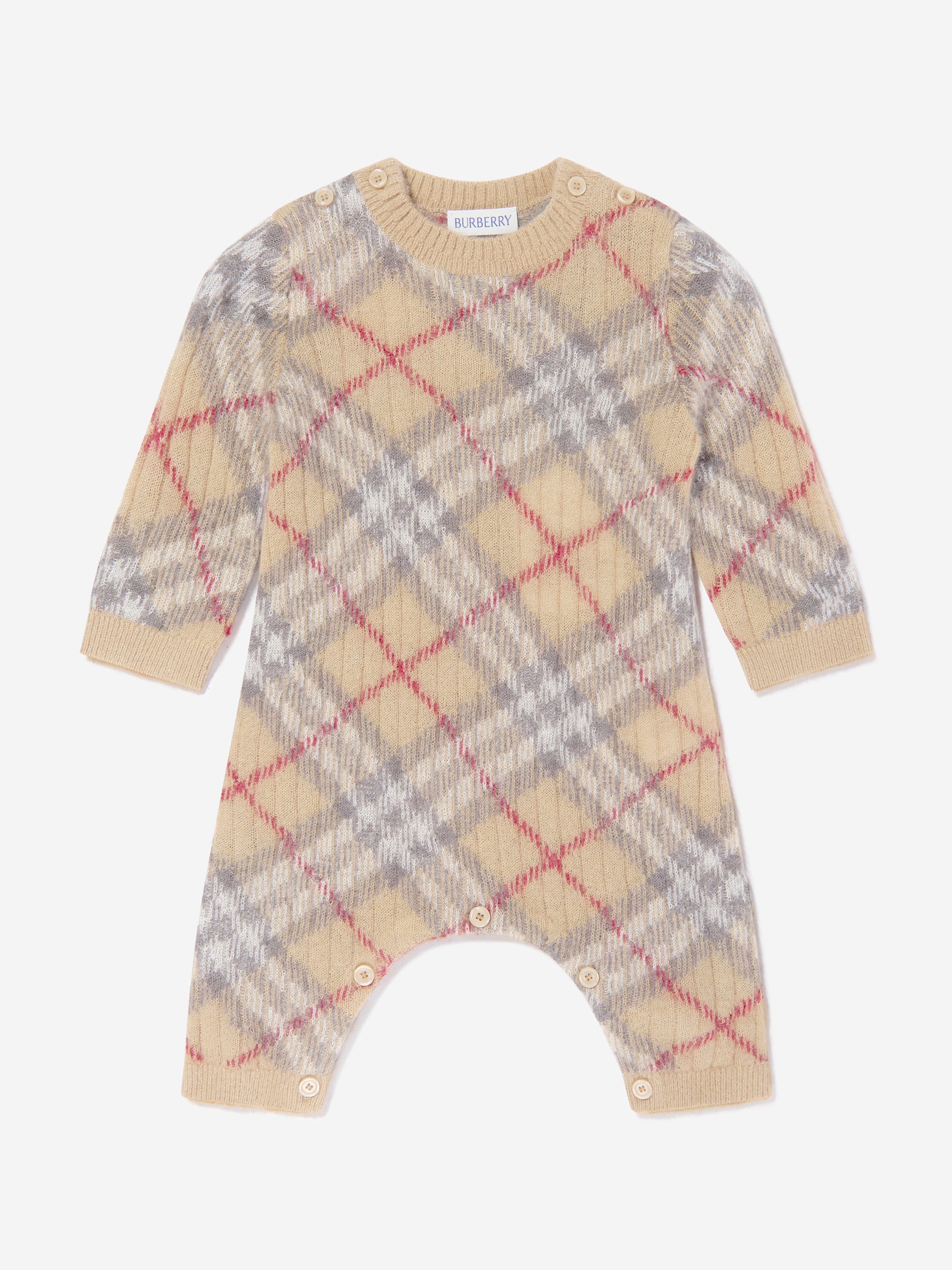 Burberry Baby Camillo Rib Check Romper in Beige | Childsplay Clothing