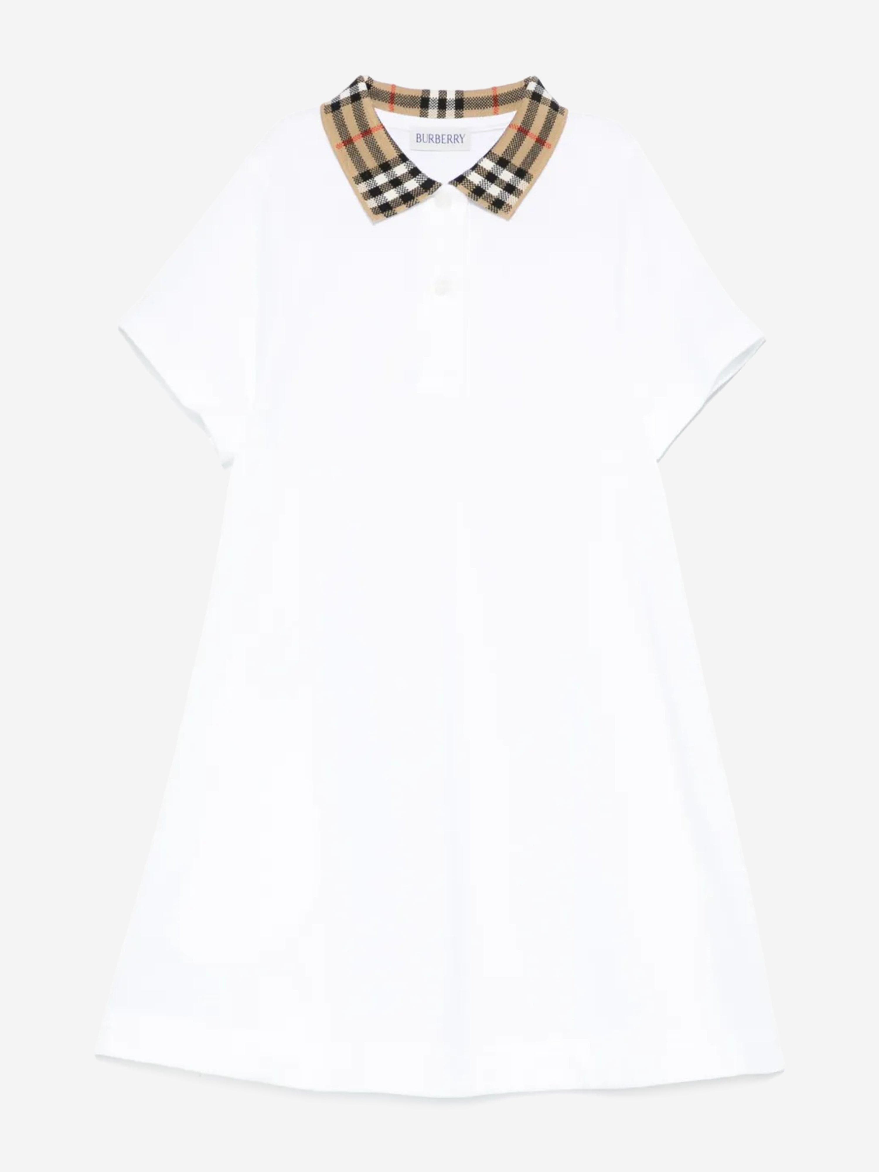 Burberry-Girls White Logo Polo Dress Burberry-Girls White Logo Polo Dress