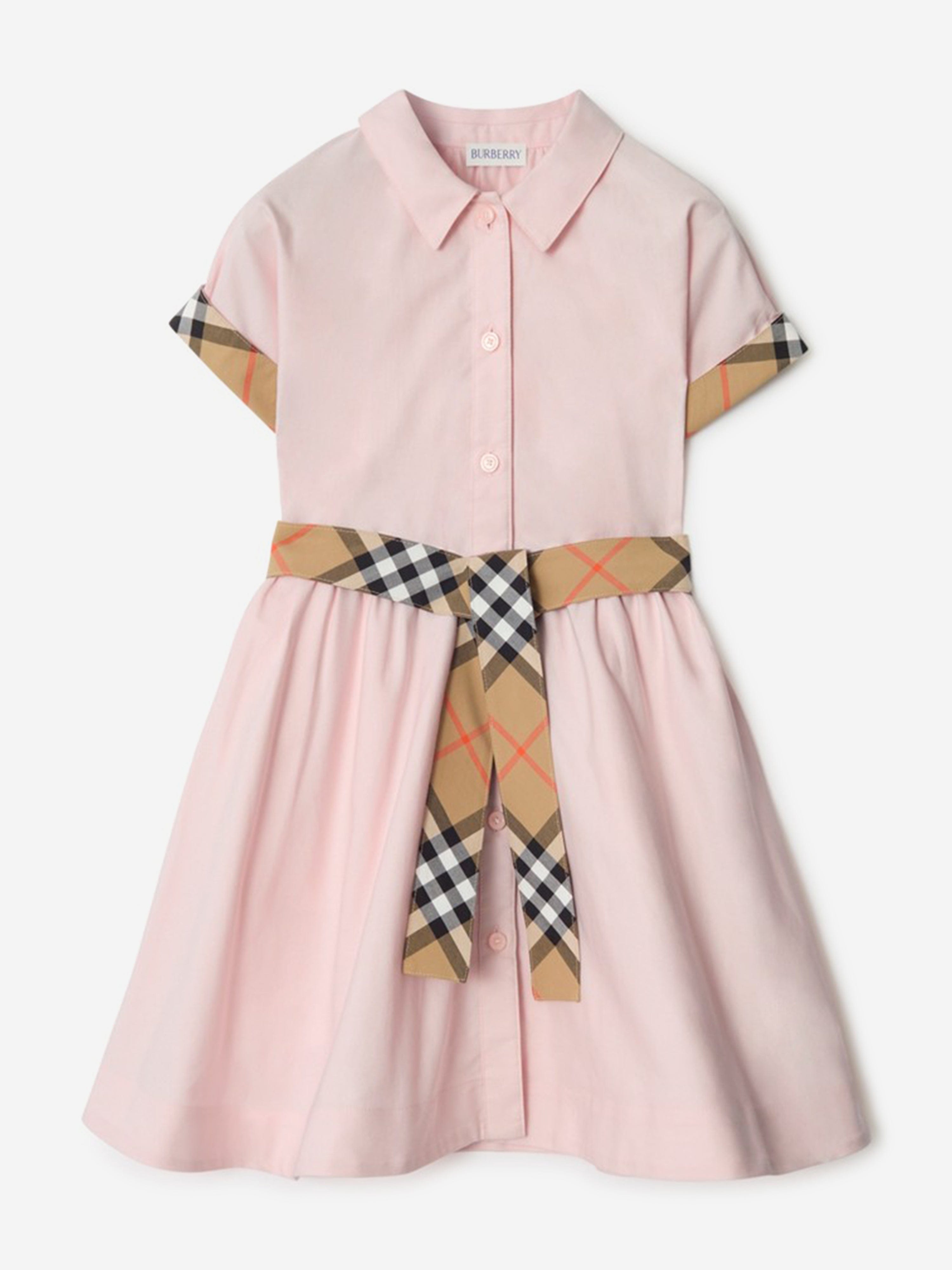 burberry ladies dress Burberry Girls Juliet Check Trim Shirt Dress in Pink