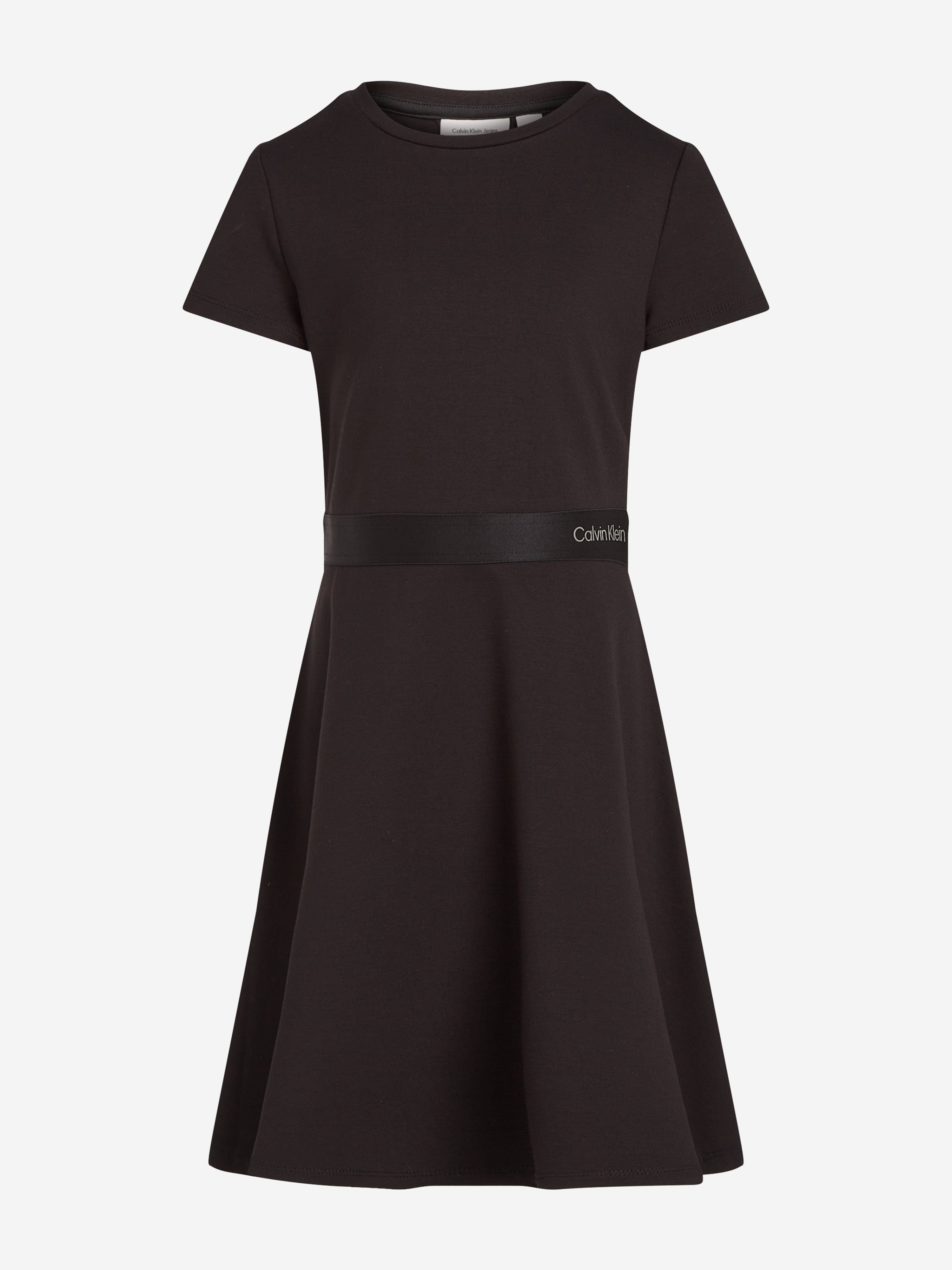 Calvin Klein Girls Logo Tape Punto Dress in Black