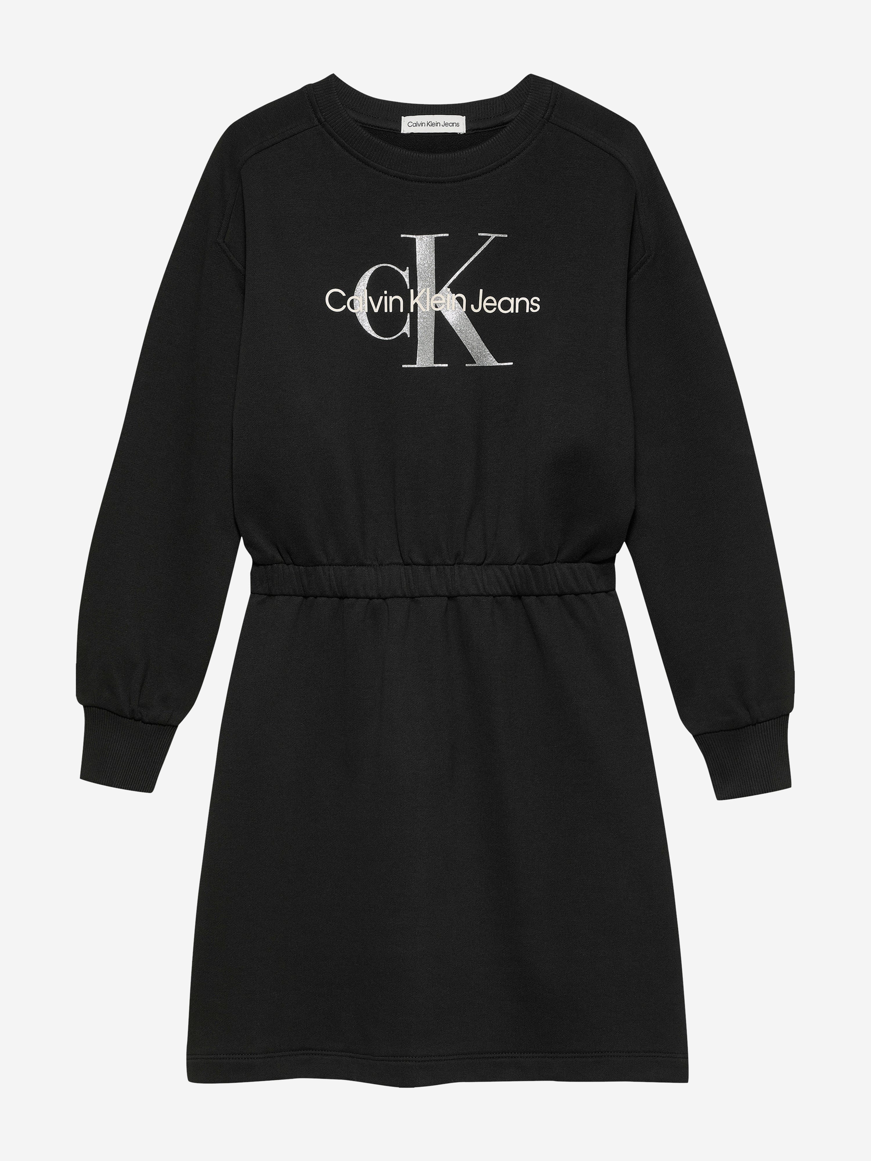 Calvin Klein Girls Glitter Monologo Sweater Dress in Black | Childsplay Clothing Calvin Klein Girls Glitter Monologo Sweater Dress in Black | Childsplay Clothing