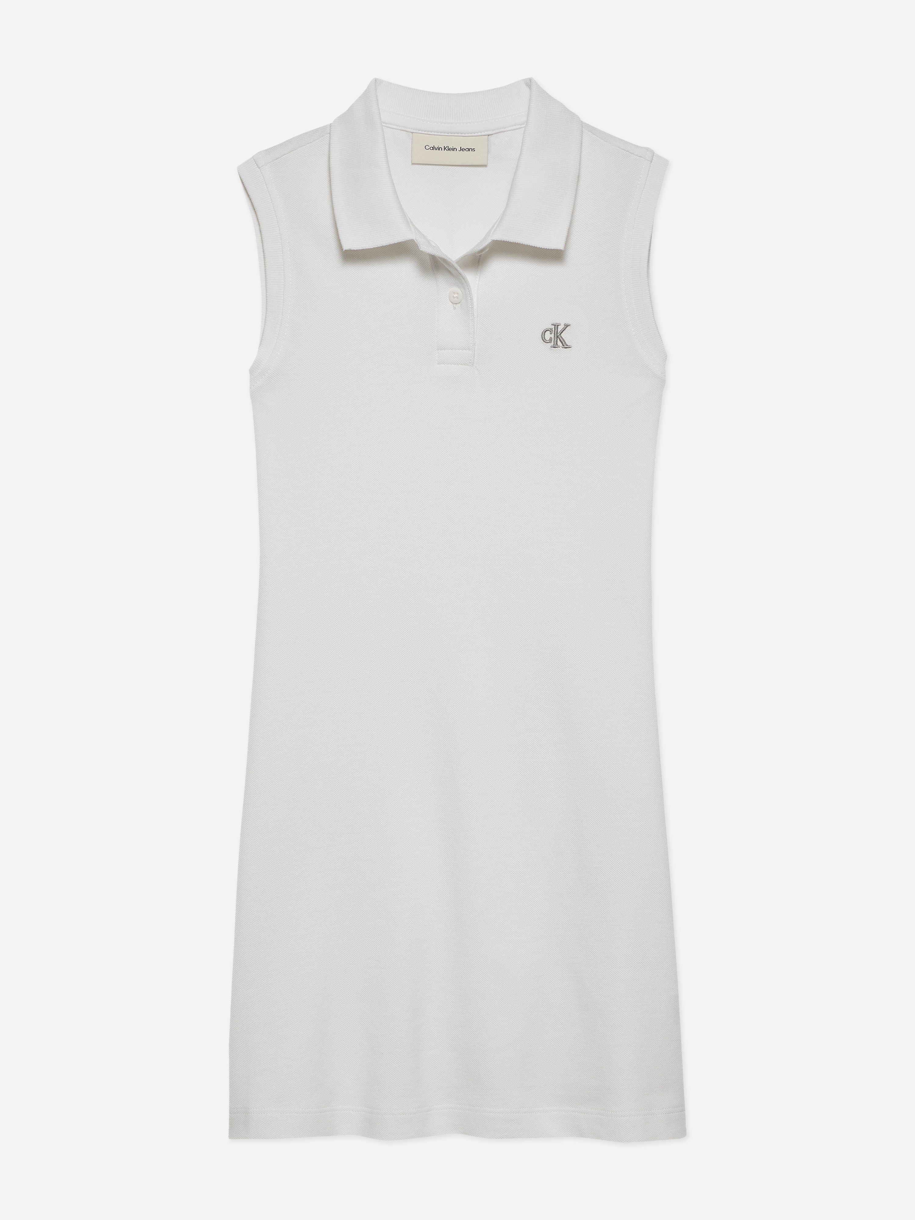 Calvin Klein Girls Sleeveless Polo Dress in White Calvin Klein Girls Sleeveless Polo Dress in White