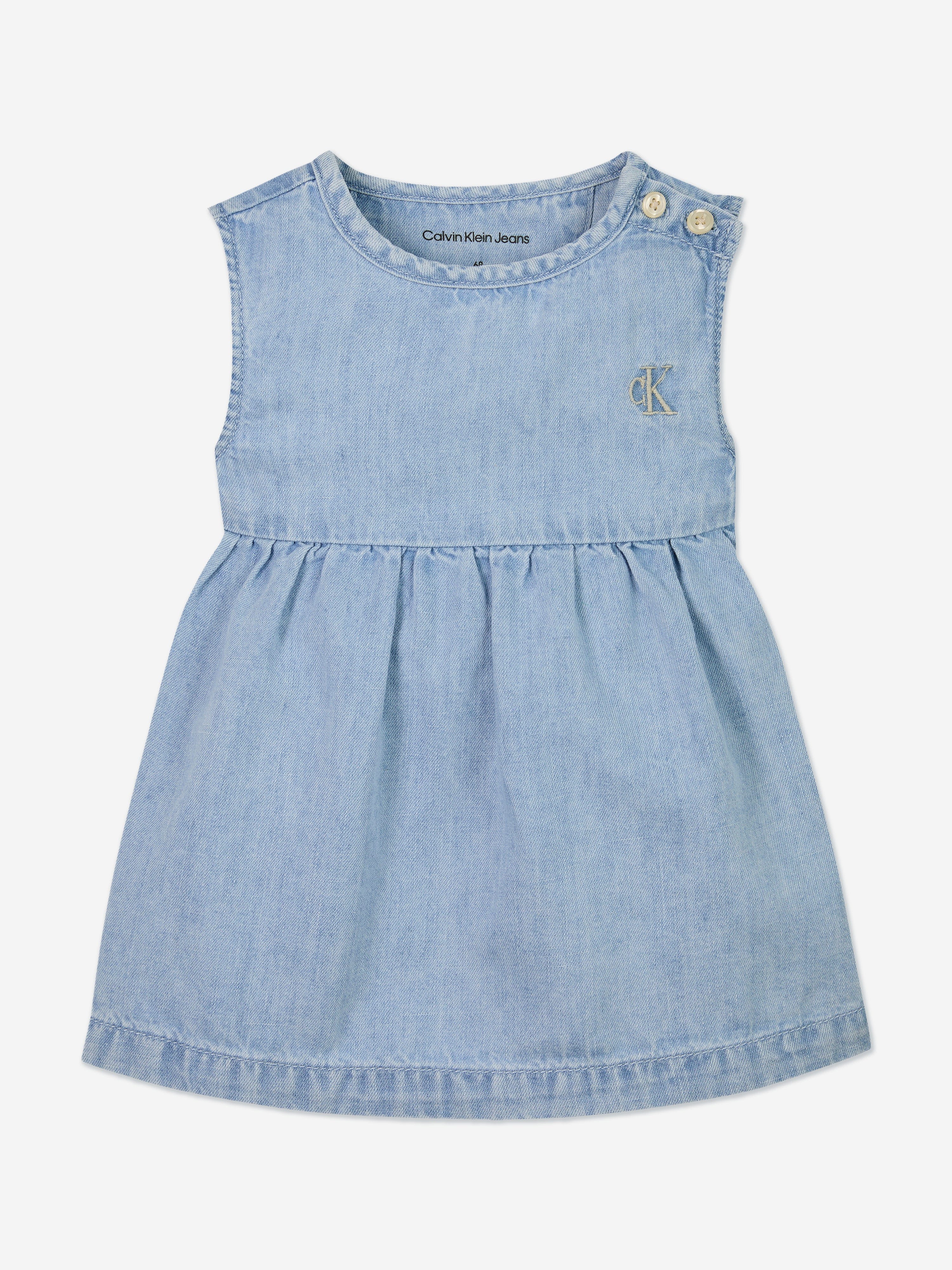 Calvin Klein Baby Girls Lightweight Denim Dress in Blue