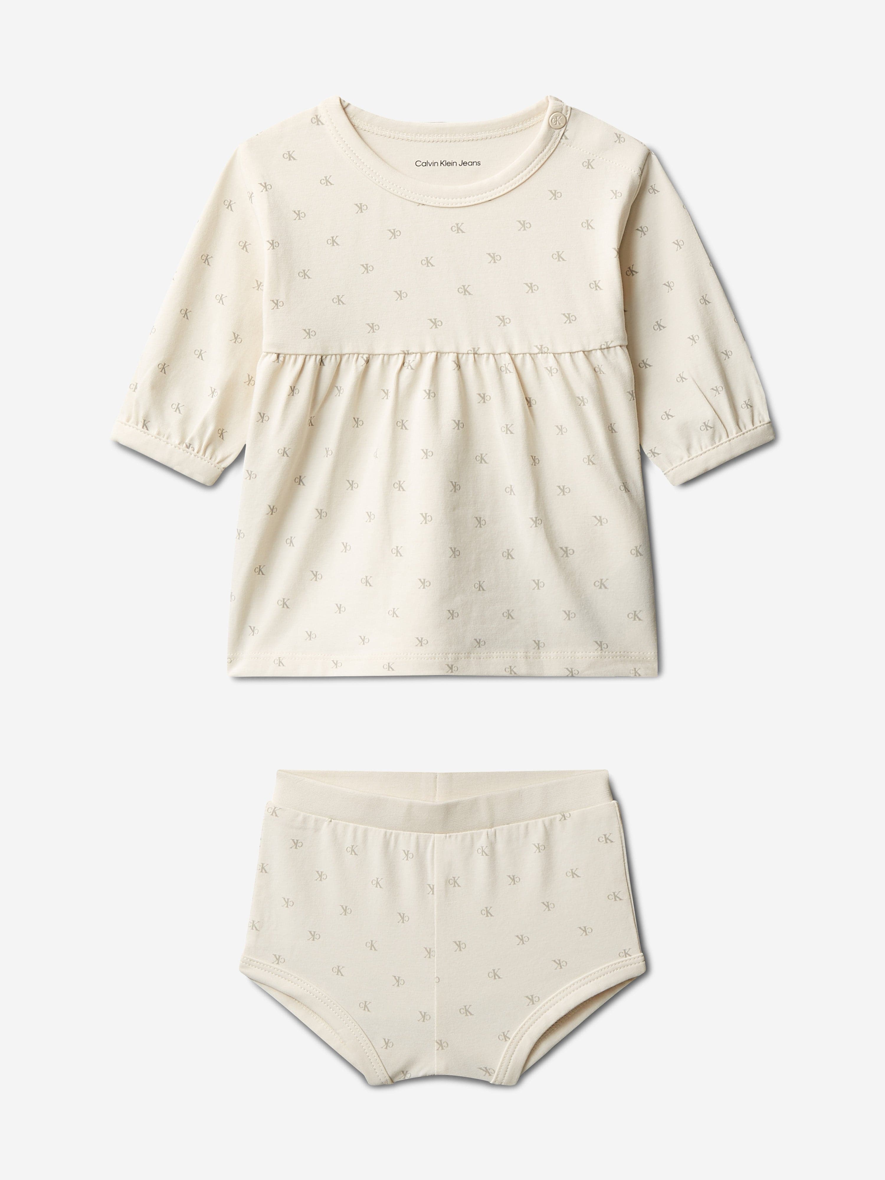 ivory calvin klein dress Calvin Klein Baby Girls CK AOP Dress in Ivory