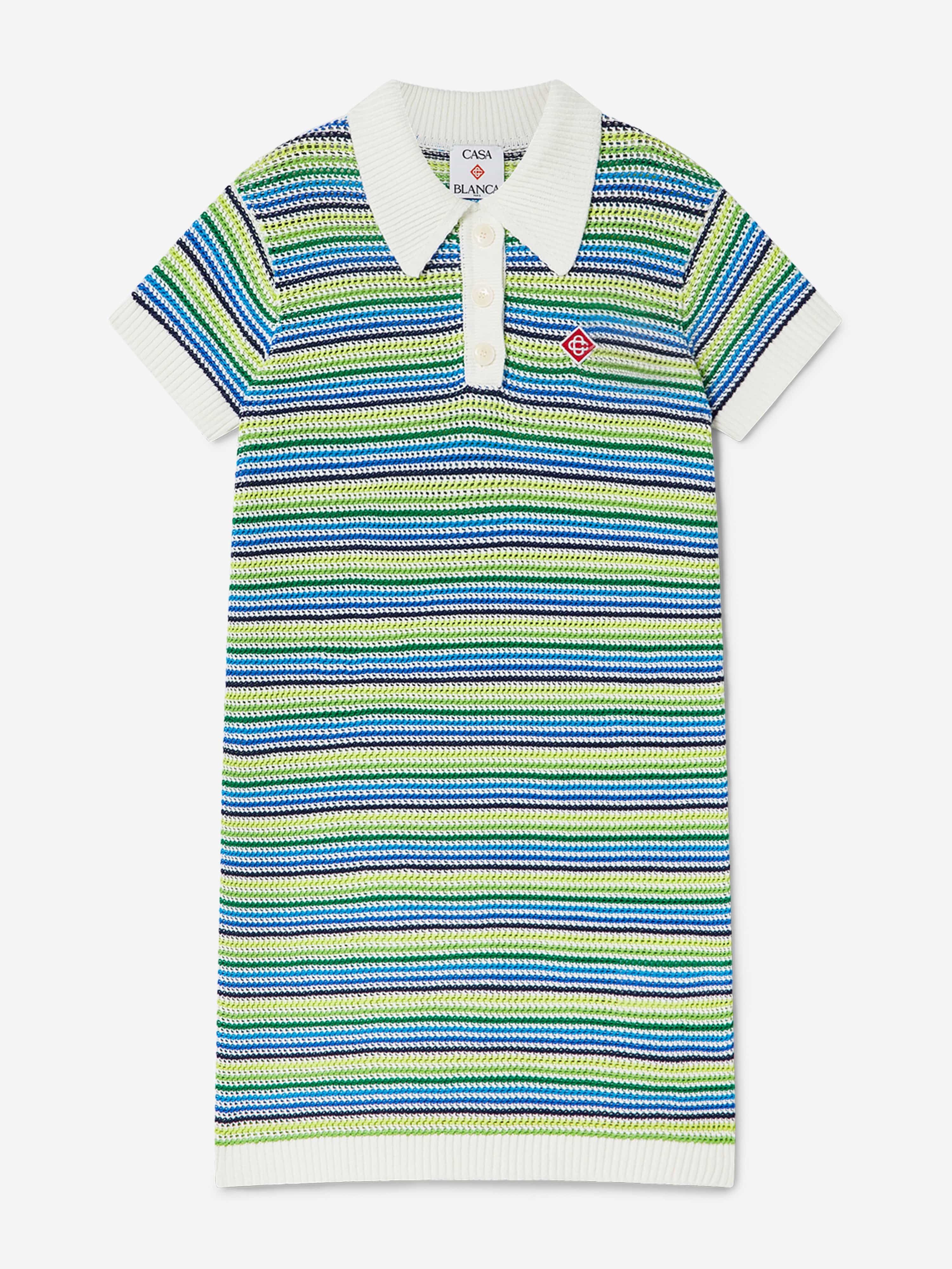Casablanca Girls Striped Polo Dress in Green Casablanca Girls Striped Polo Dress in Green